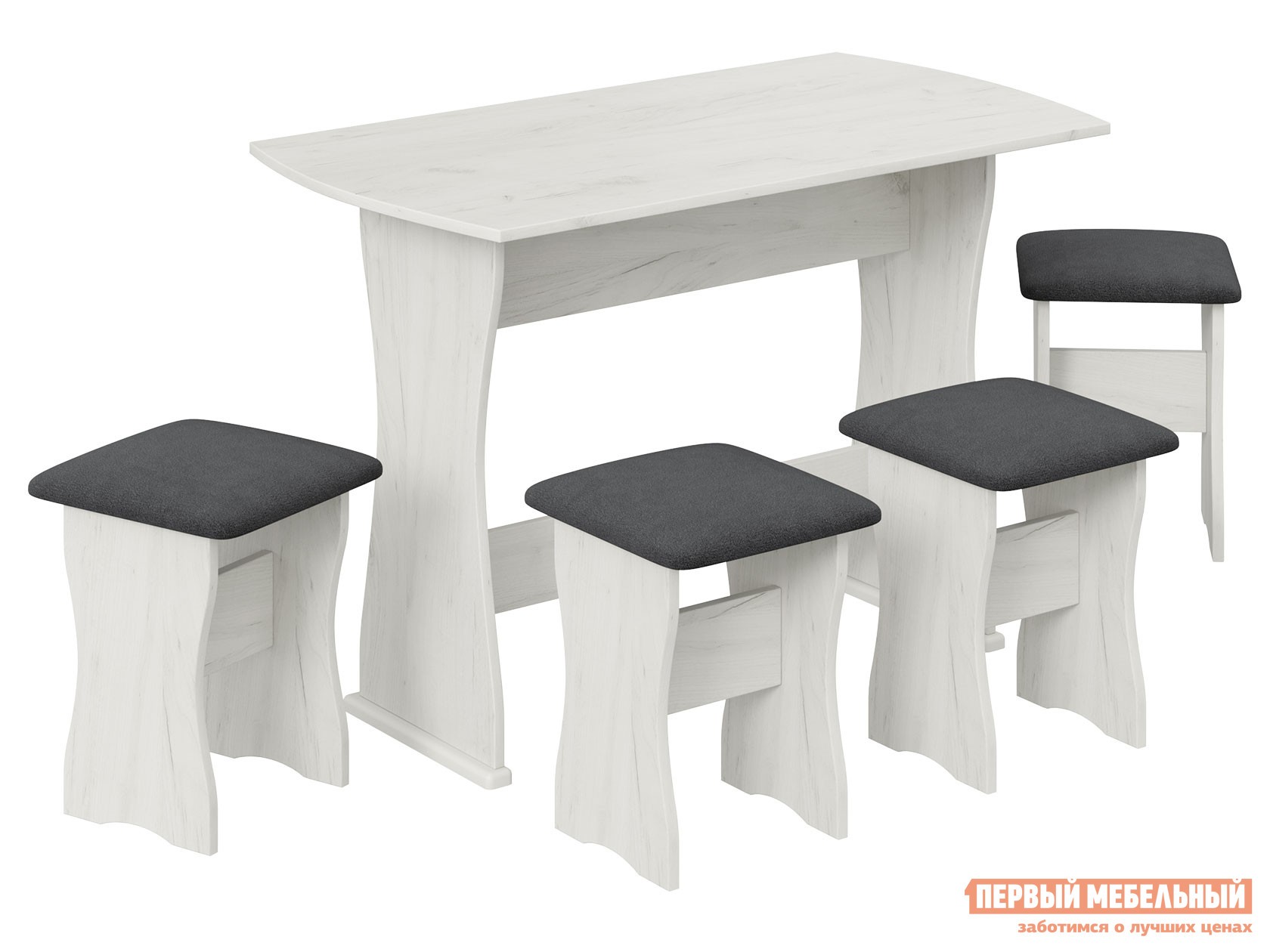 Обеденная группа для столовой и гостиной  Десерт Дуб Крафт белый / Серый, велюр