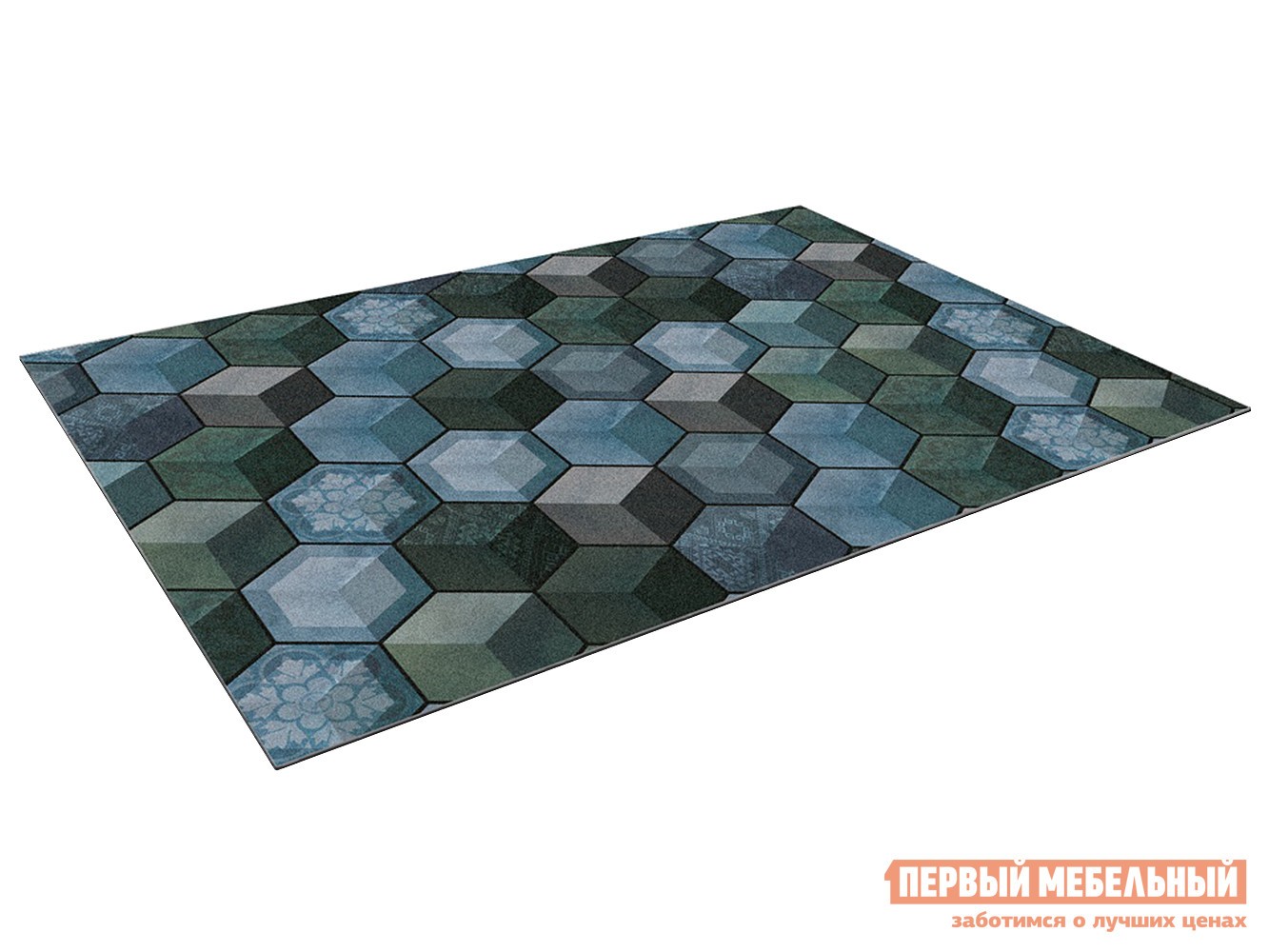 Придверный коврик  Куб Сине-зеленый, 600 х 900 мм