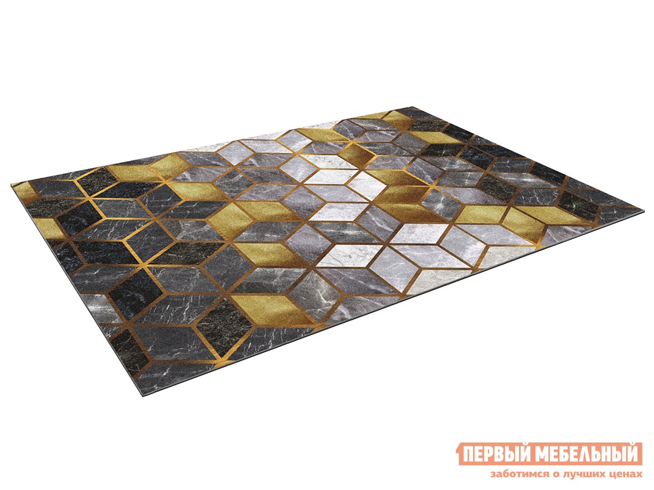 Придверный коврик  Куб Серый с золотом, 600 х 900 мм