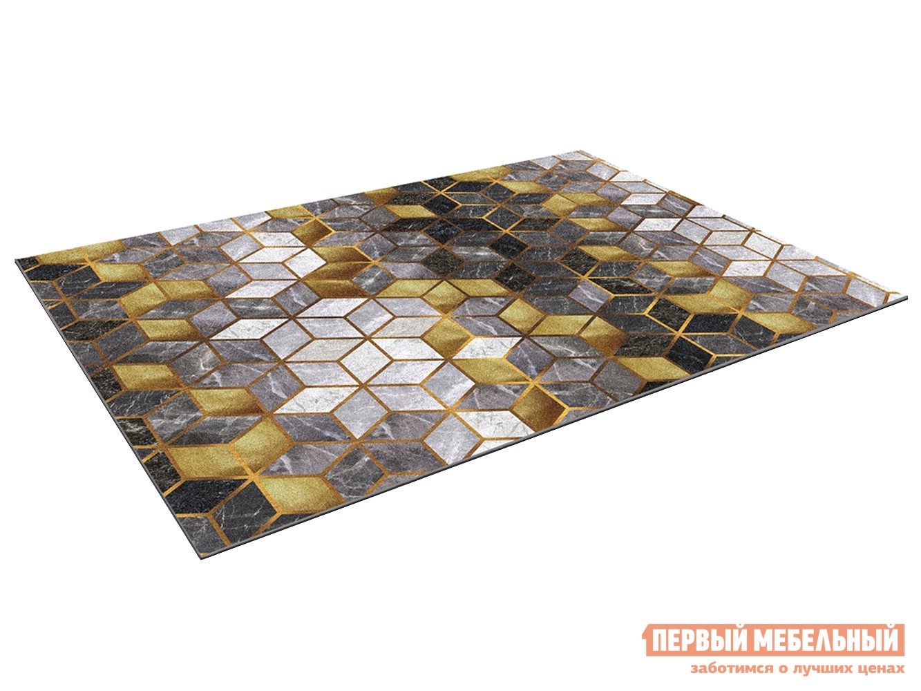 Придверный коврик  Куб Серый с золотом, 800 Х 1200 мм