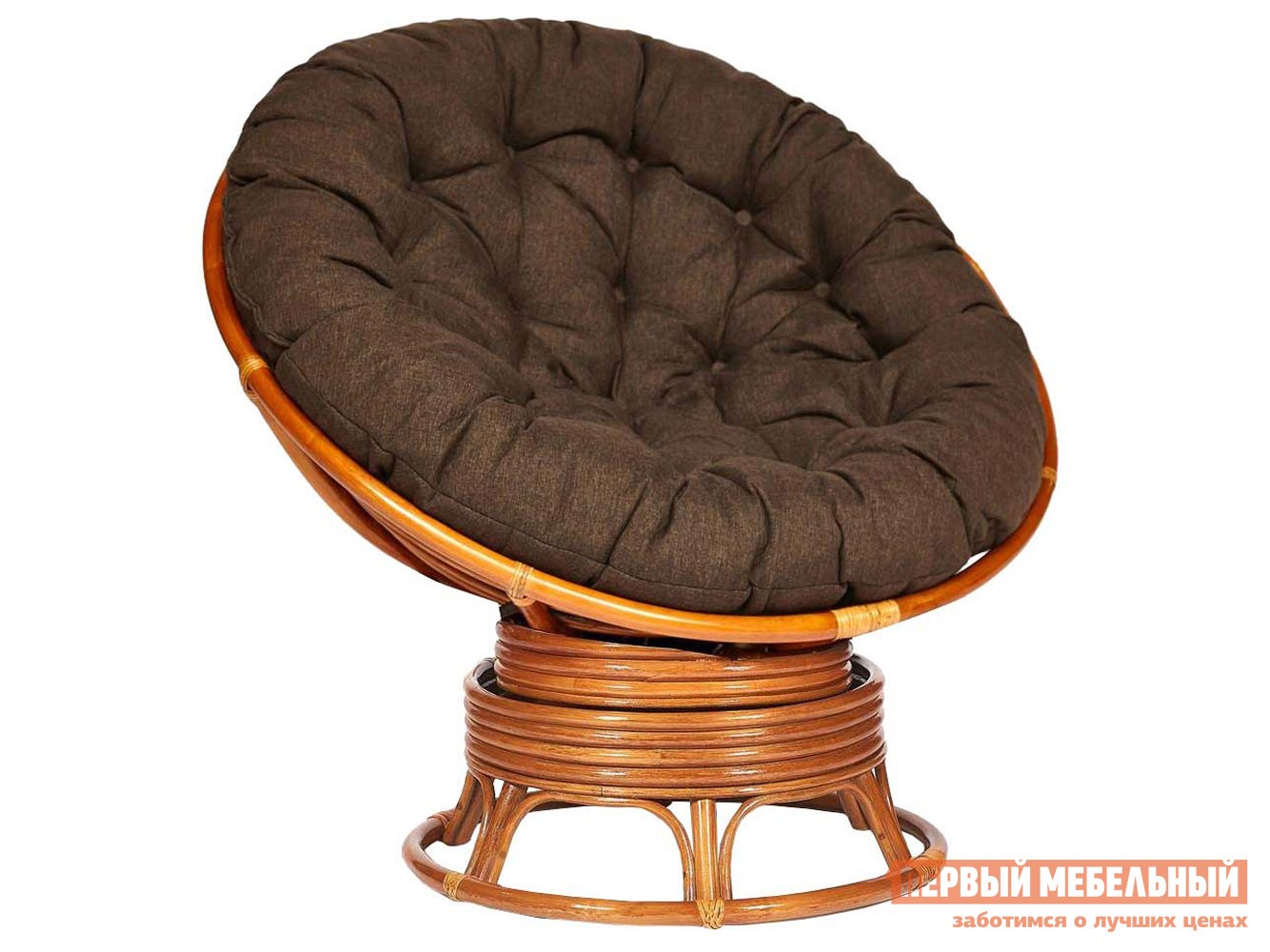 Плетеное кресло  Папасан Коньяк, ротанг / Коричневый, полиэстер, Коричневый, полиэстер, С подушкой