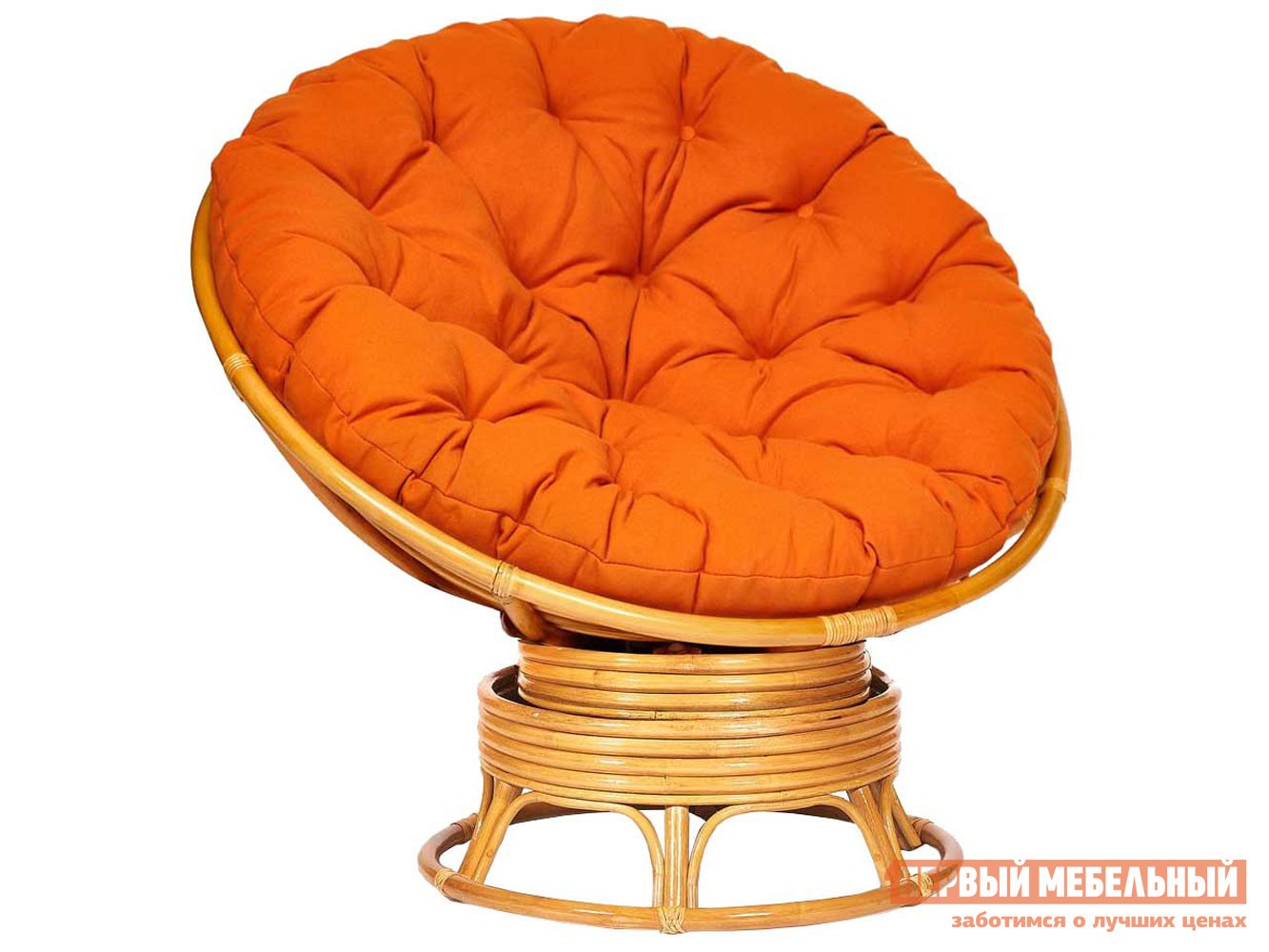 Плетеное кресло  Папасан Мед, ротанг / Оранжевый, полиэстер, Оранжевый, полиэстер, С подушкой