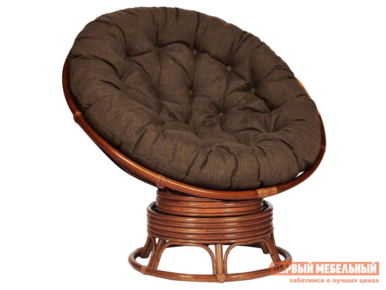 Плетеное кресло  Папасан Орех, ротанг / Коричневый, полиэстер, Коричневый, полиэстер, С подушкой