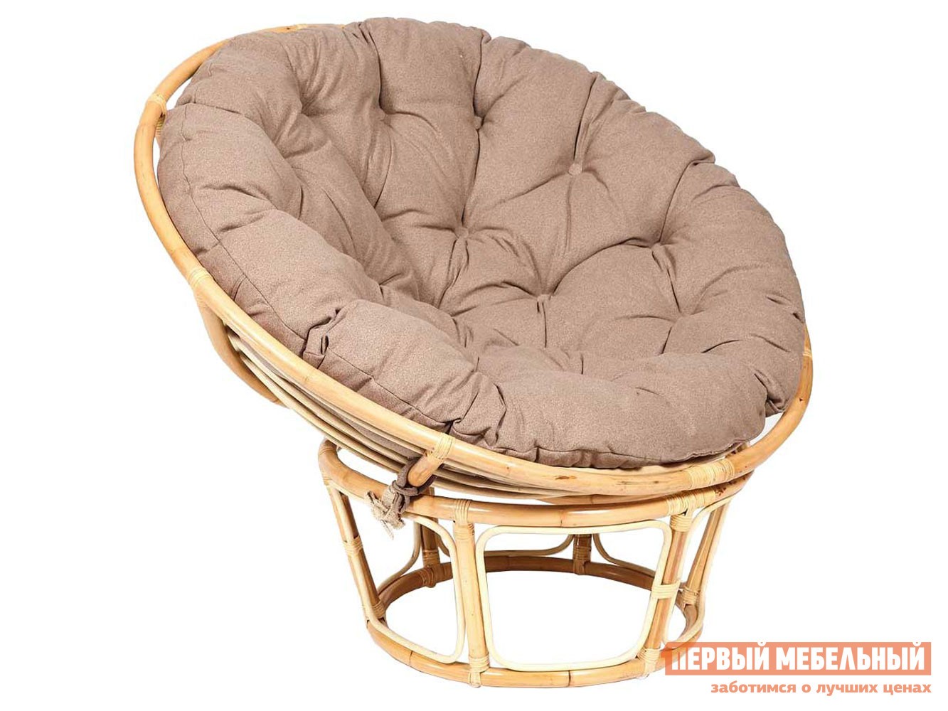 Плетеное кресло  Папасан Эко Натуральный, ротанг / Коричневый, экошерсть