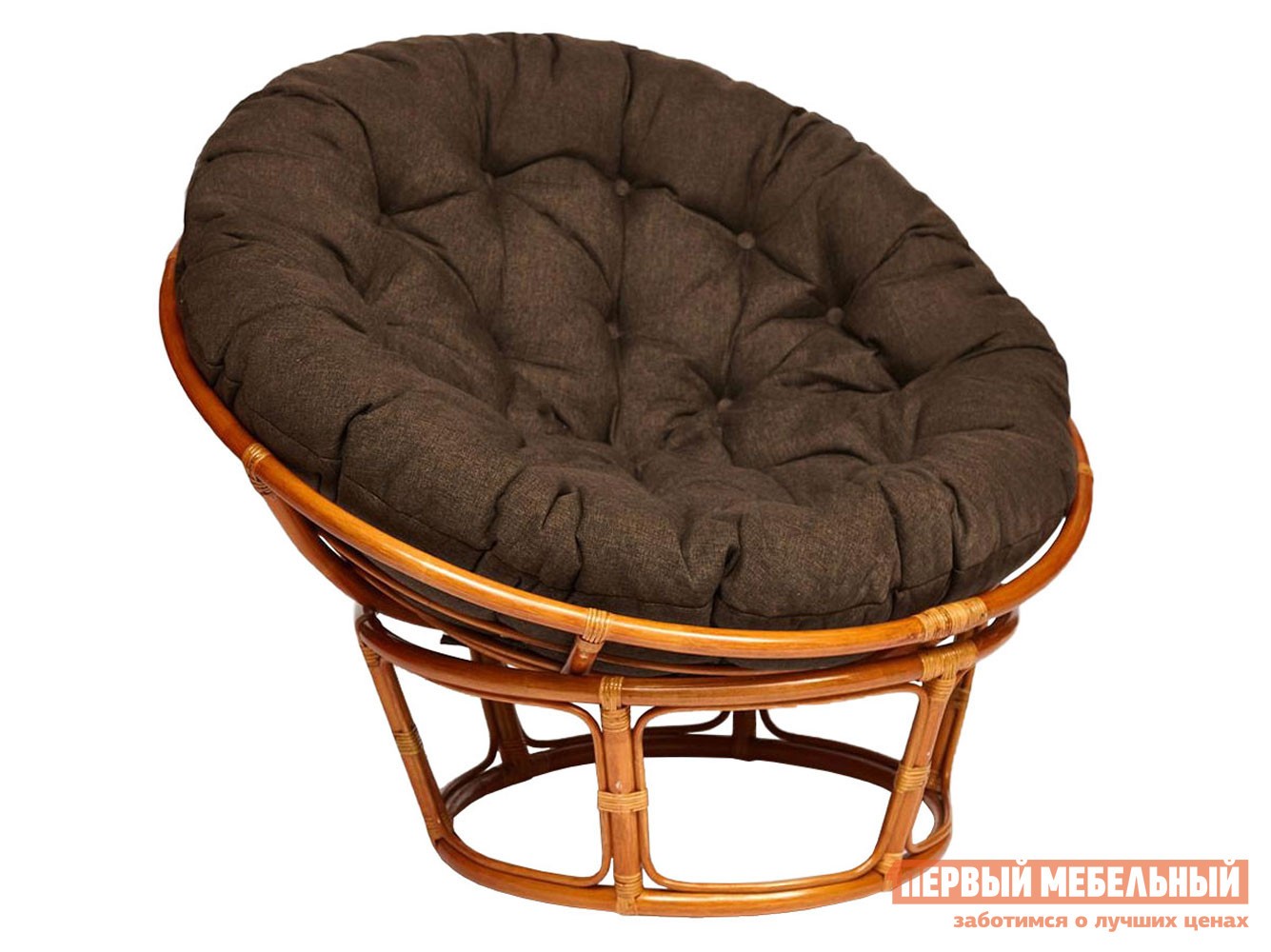 Плетеное кресло  Папасан Коньяк, ротанг / Коричневый, полиэстер, Коричневый, полиэстер