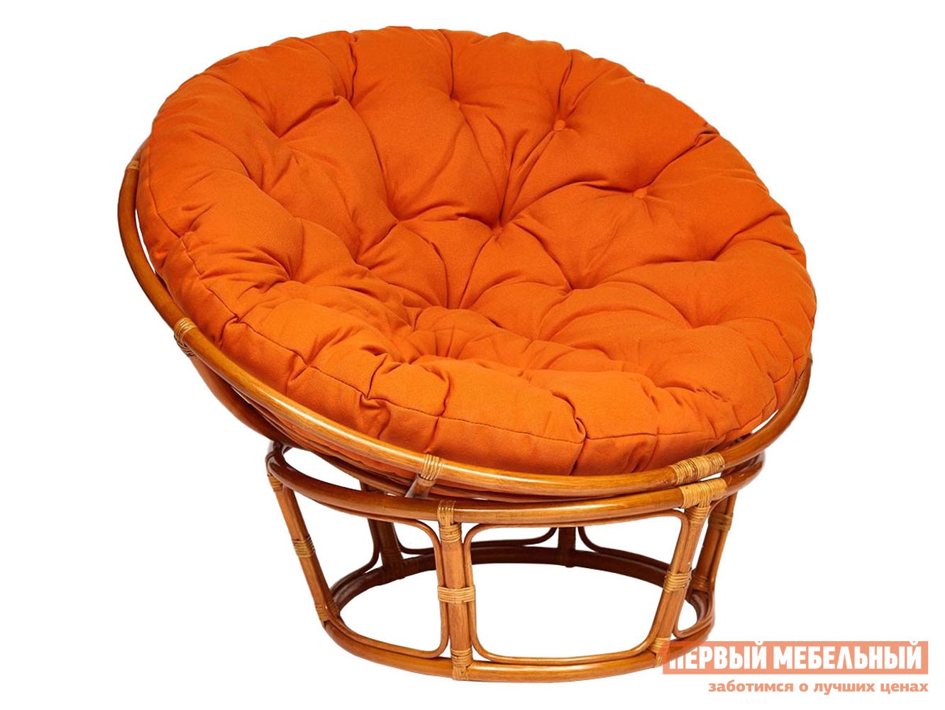 Плетеное кресло  Папасан Коньяк, ротанг / Оранжевый, полиэстер, Оранжевый, полиэстер