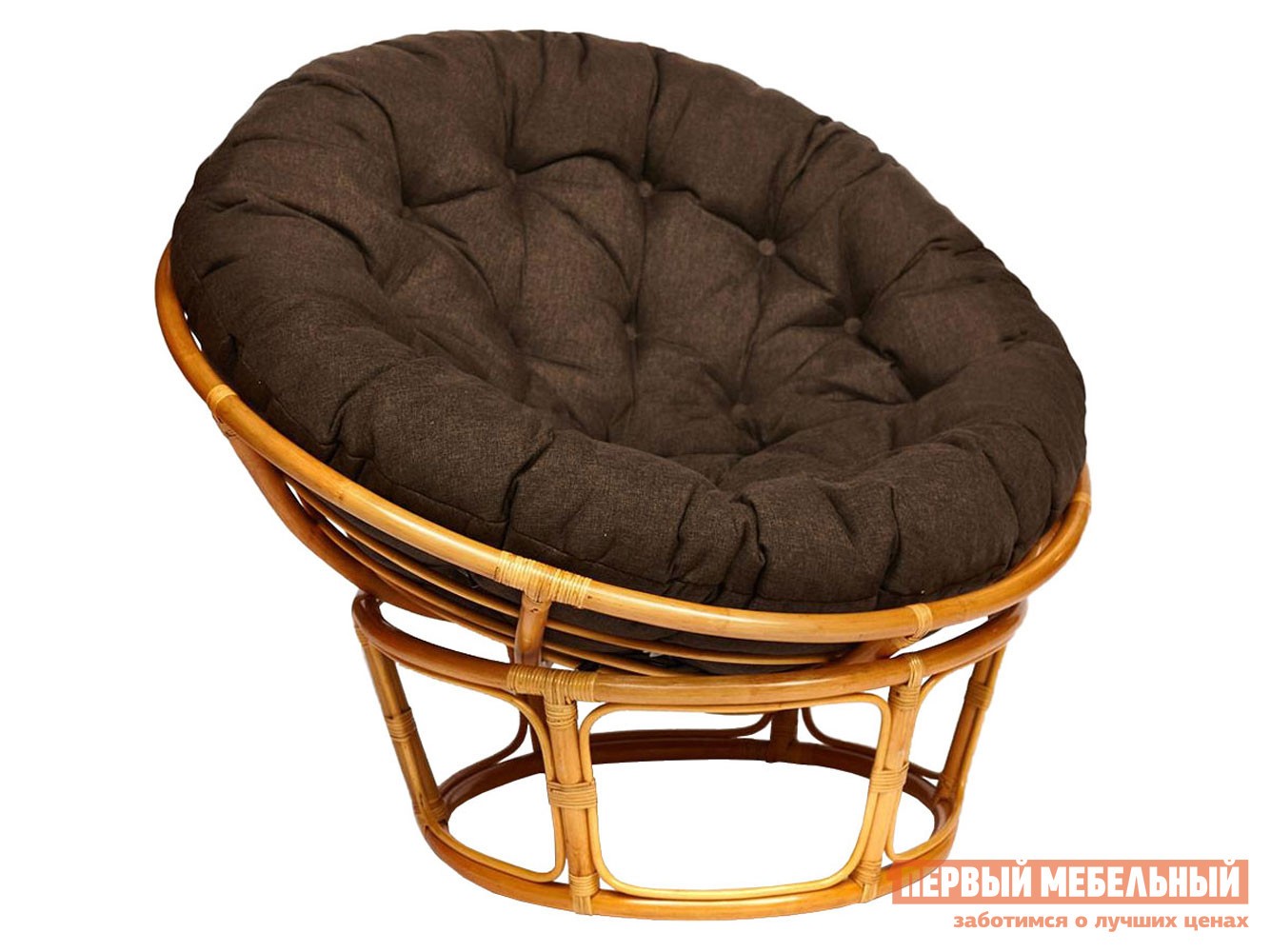 Плетеное кресло  Папасан Мед, ротанг / Коричневый, полиэстер, Коричневый, полиэстер