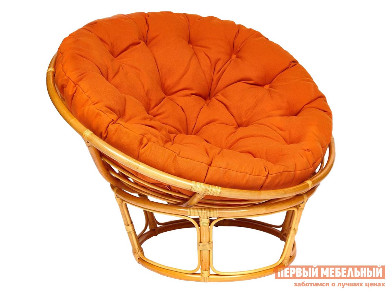 Плетеное кресло  Папасан Мед, ротанг / Оранжевый, полиэстер, Оранжевый, полиэстер