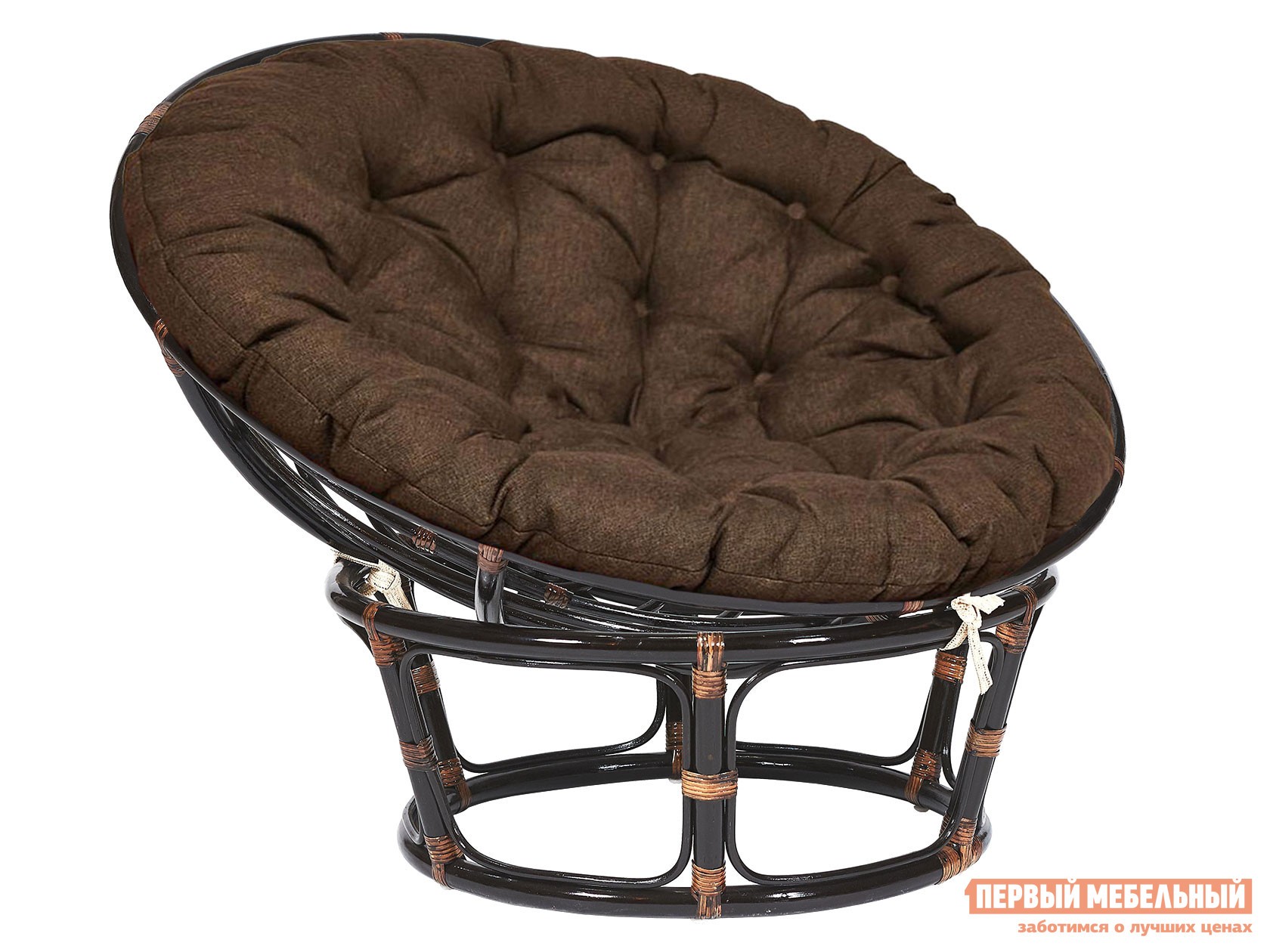 Плетеное кресло  Папасан Античный черно-коричневый, ротанг / Коричневый, полиэстер, Коричневый, полиэстер