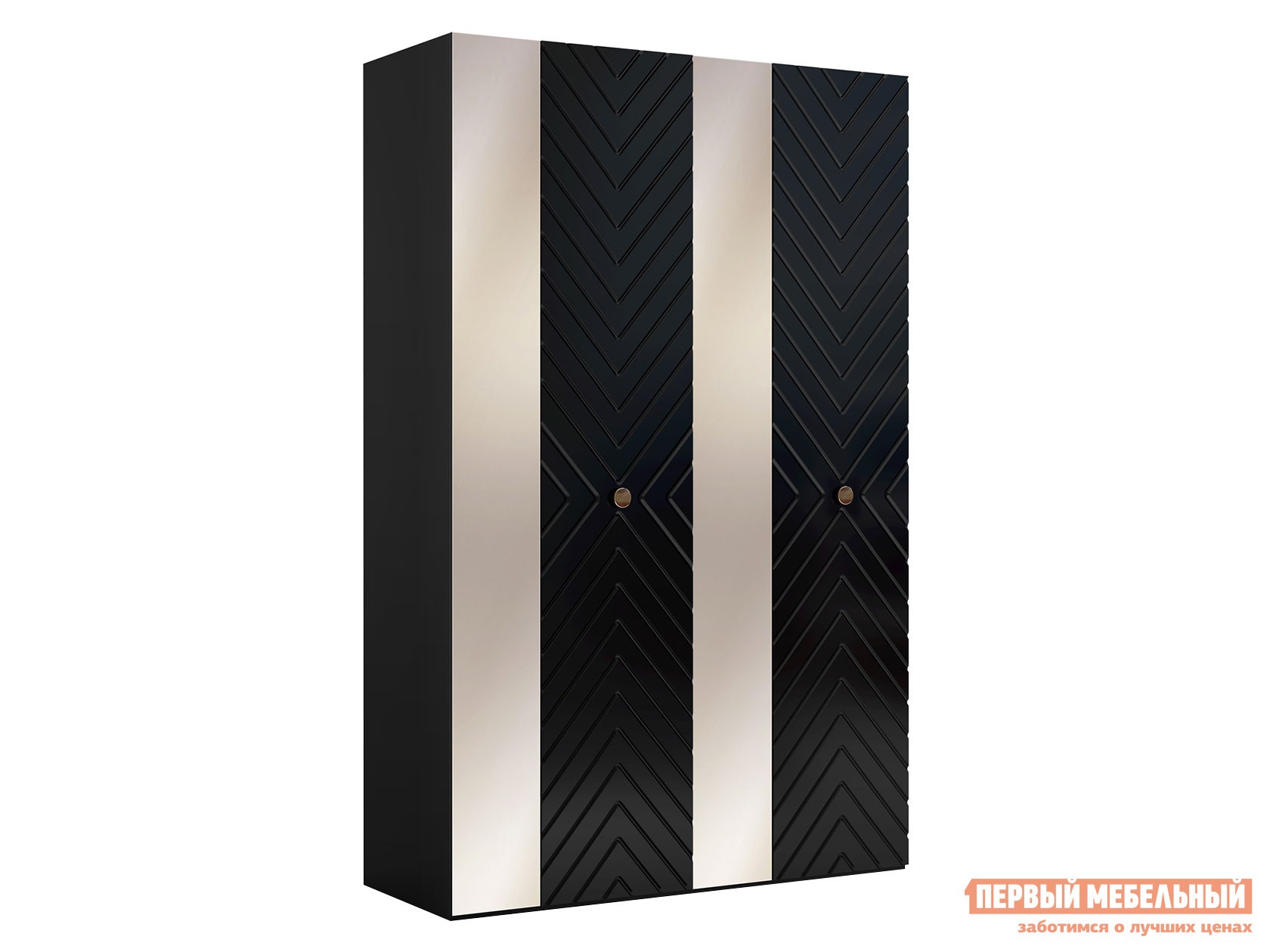 Распашной шкаф  Марсель Черный / Черный глянец