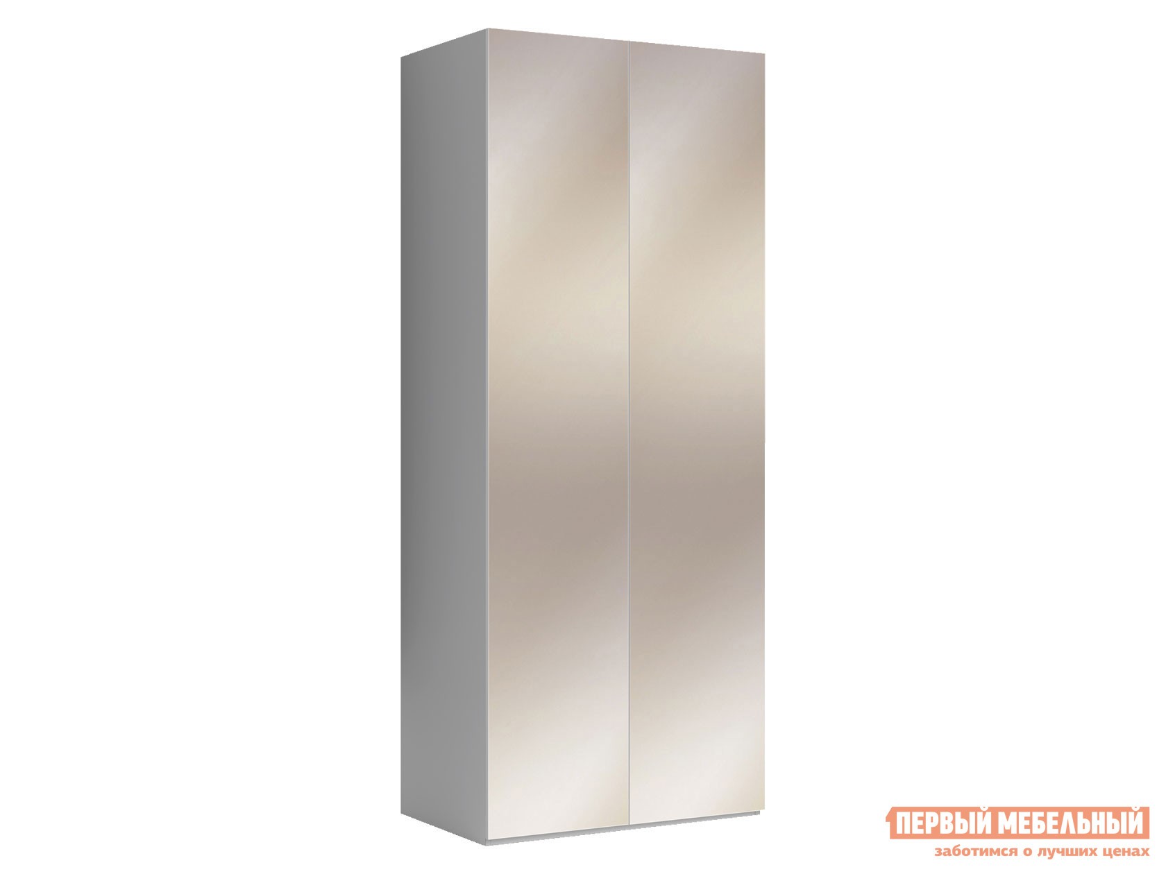 Распашной шкаф  Марсель Белый, С зеркалом