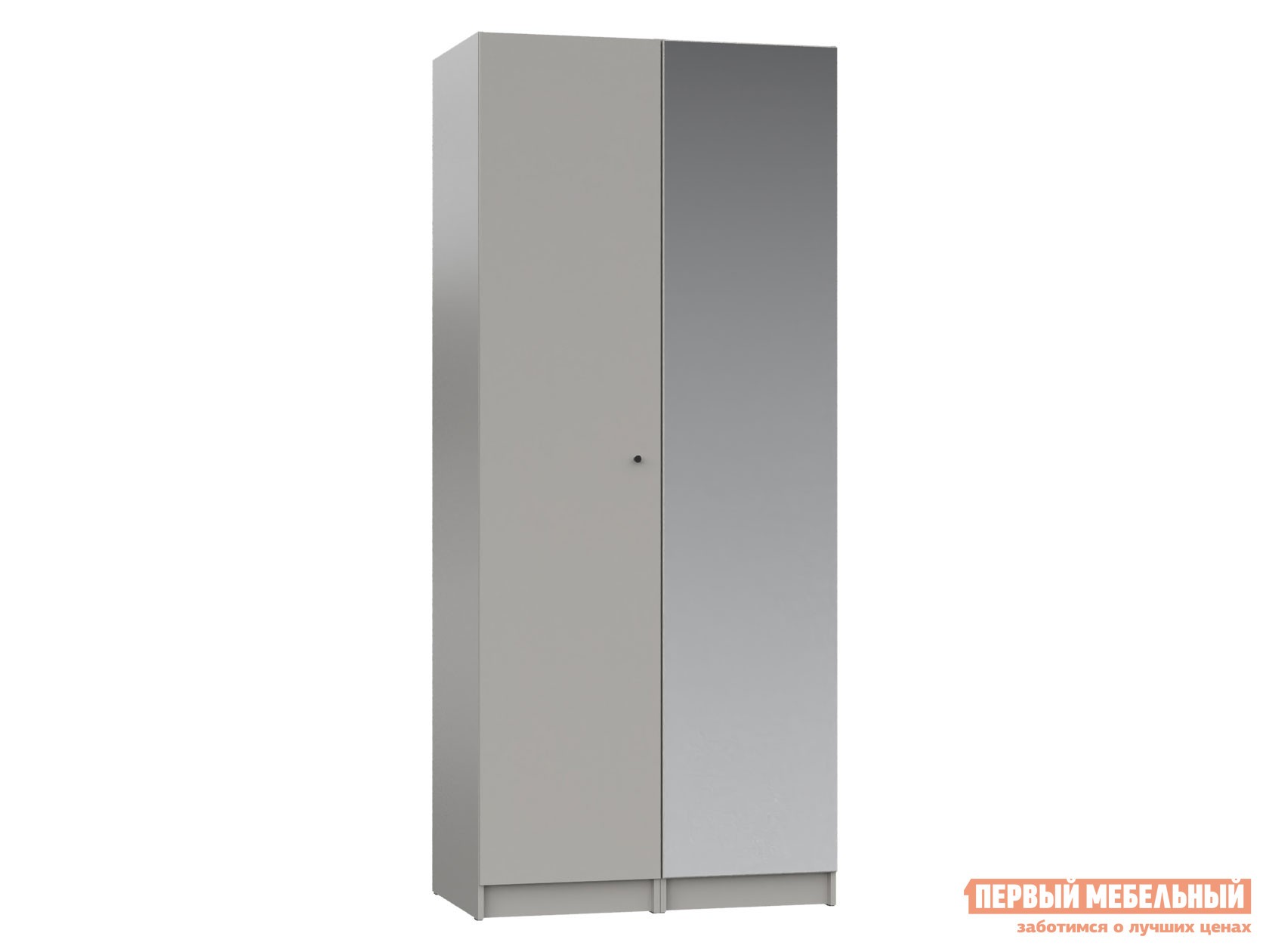 Распашной шкаф  Нордик Холодный серый / Зеркало, С широкими полками