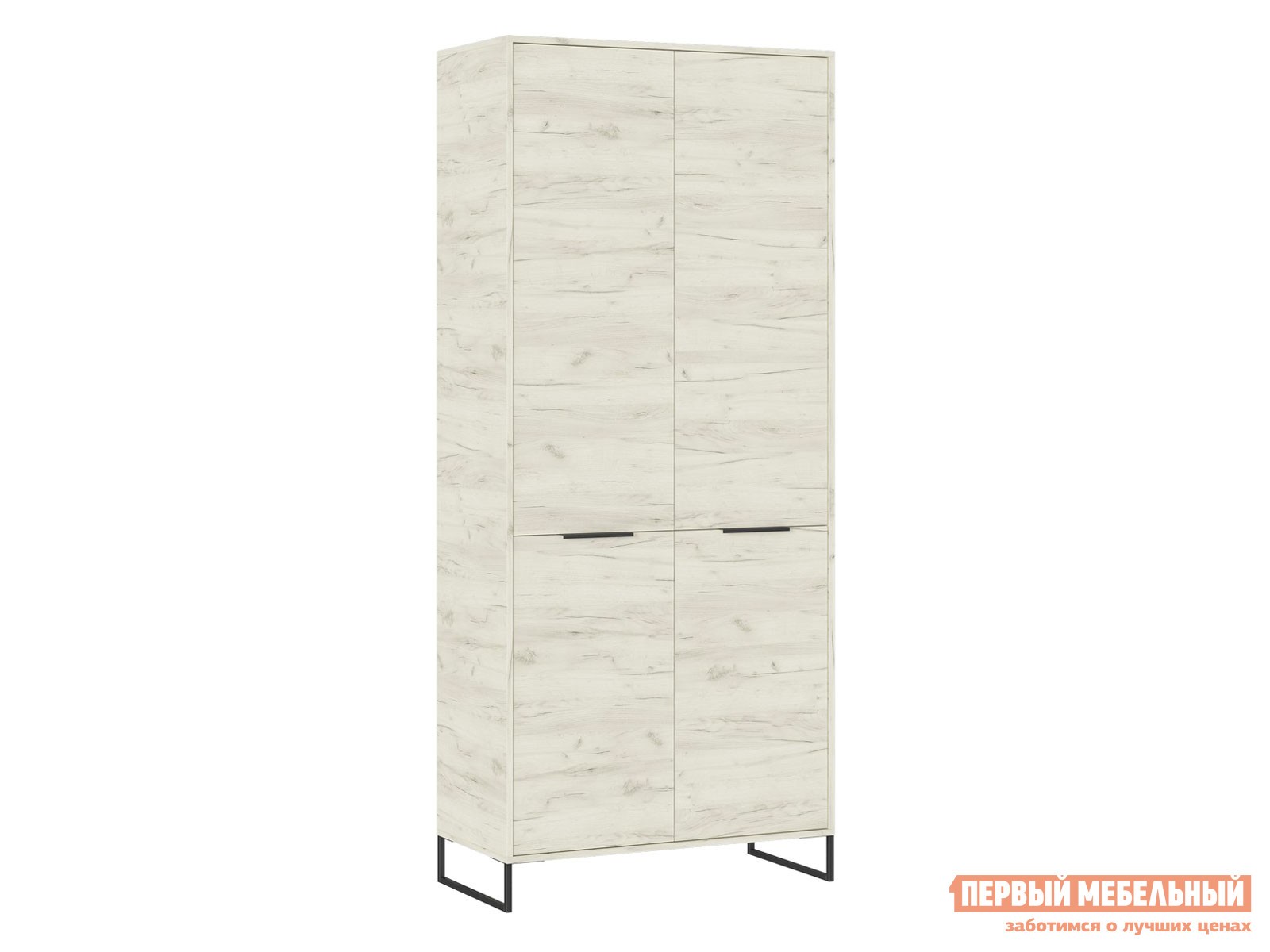 Распашной шкаф  Лофт Дуб Крафт белый / Черный, металл