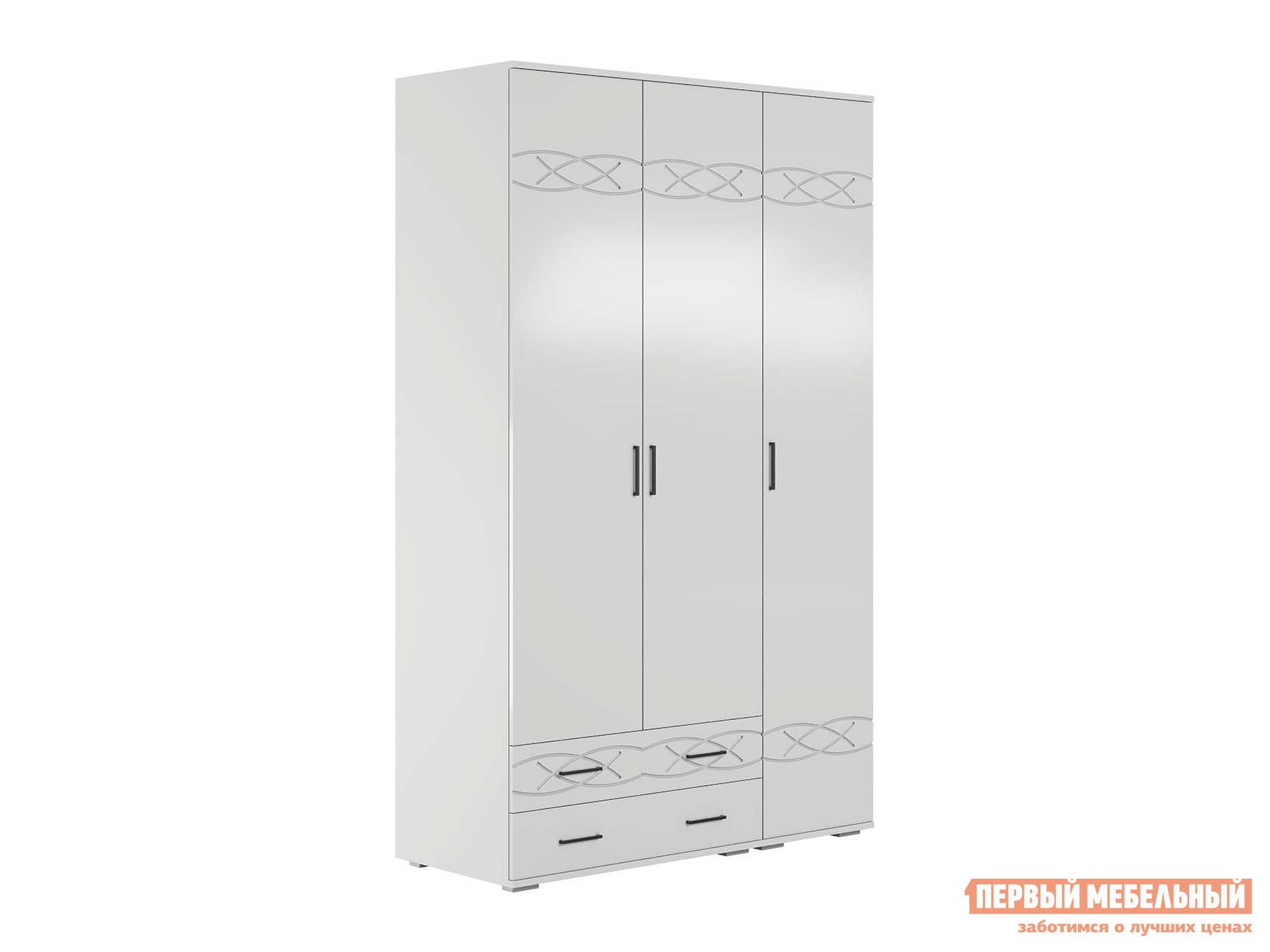 Распашной шкаф  Мирти Белый шагрень / Белый глянец, С рисунком