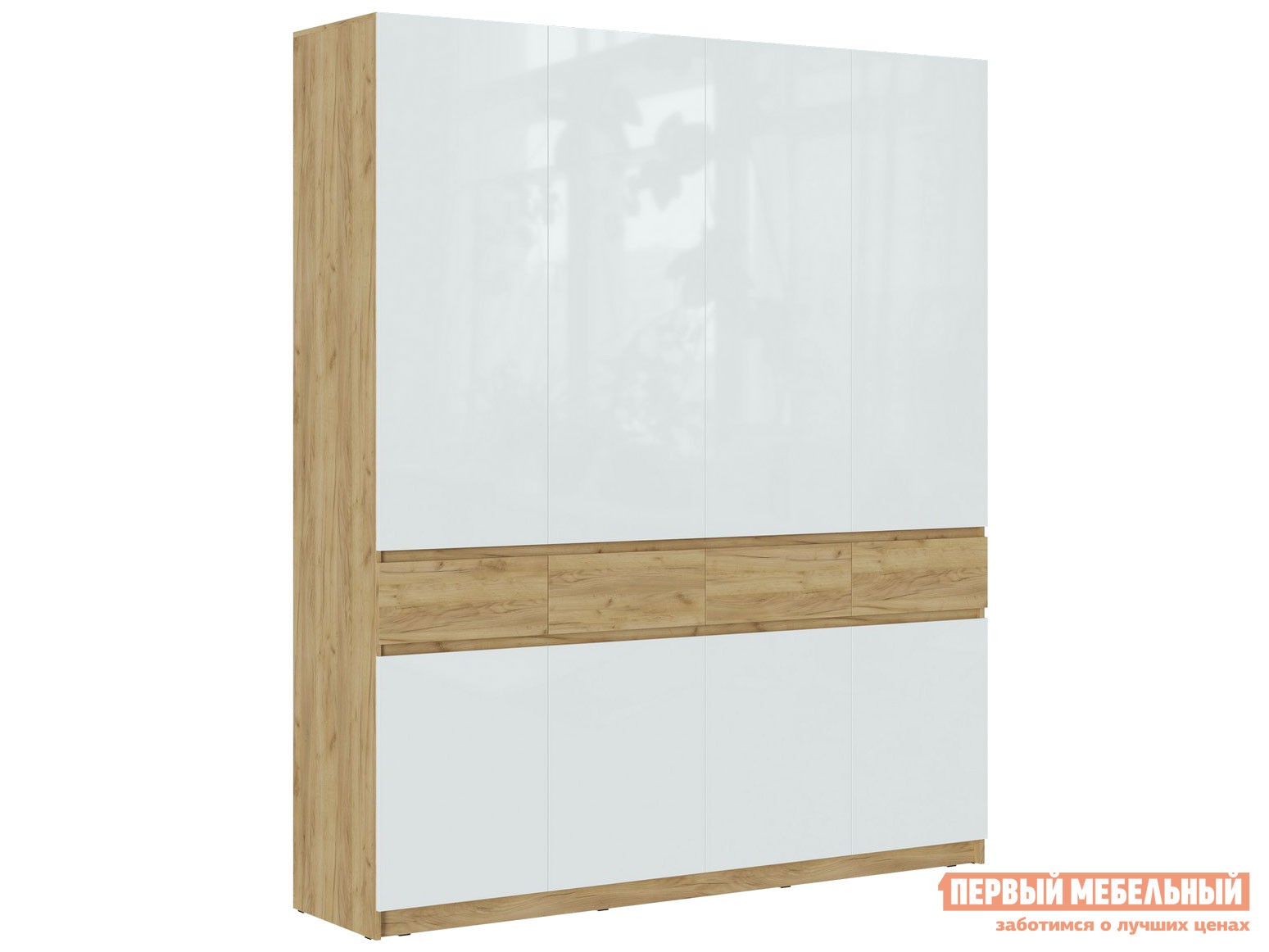 Распашной шкаф  Бостон Дуб Крафт золотой / Белый