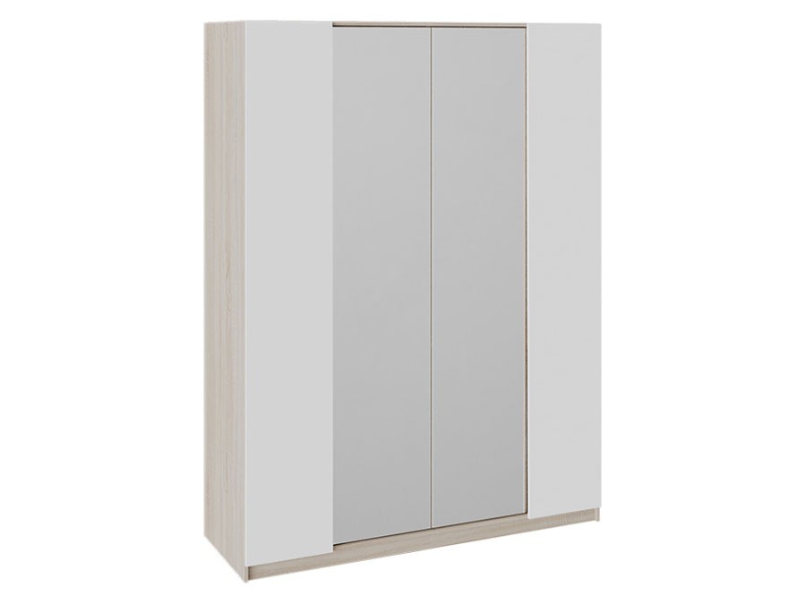 Распашной шкаф  Валери Дуб Сонома / Белый ясень / Зеркало