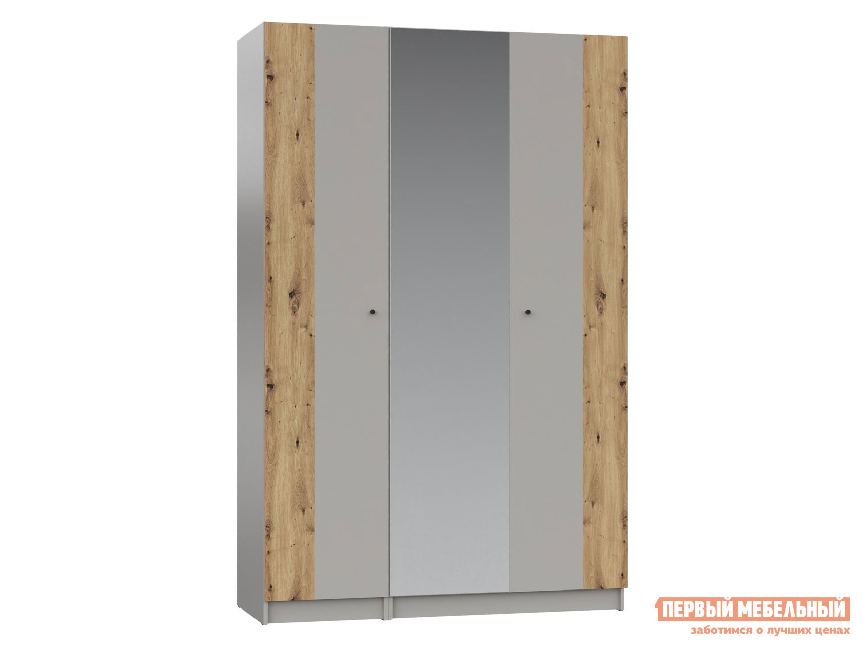 Распашной шкаф  Нордик Дуб Артизан / Холодный серый / Зеркало