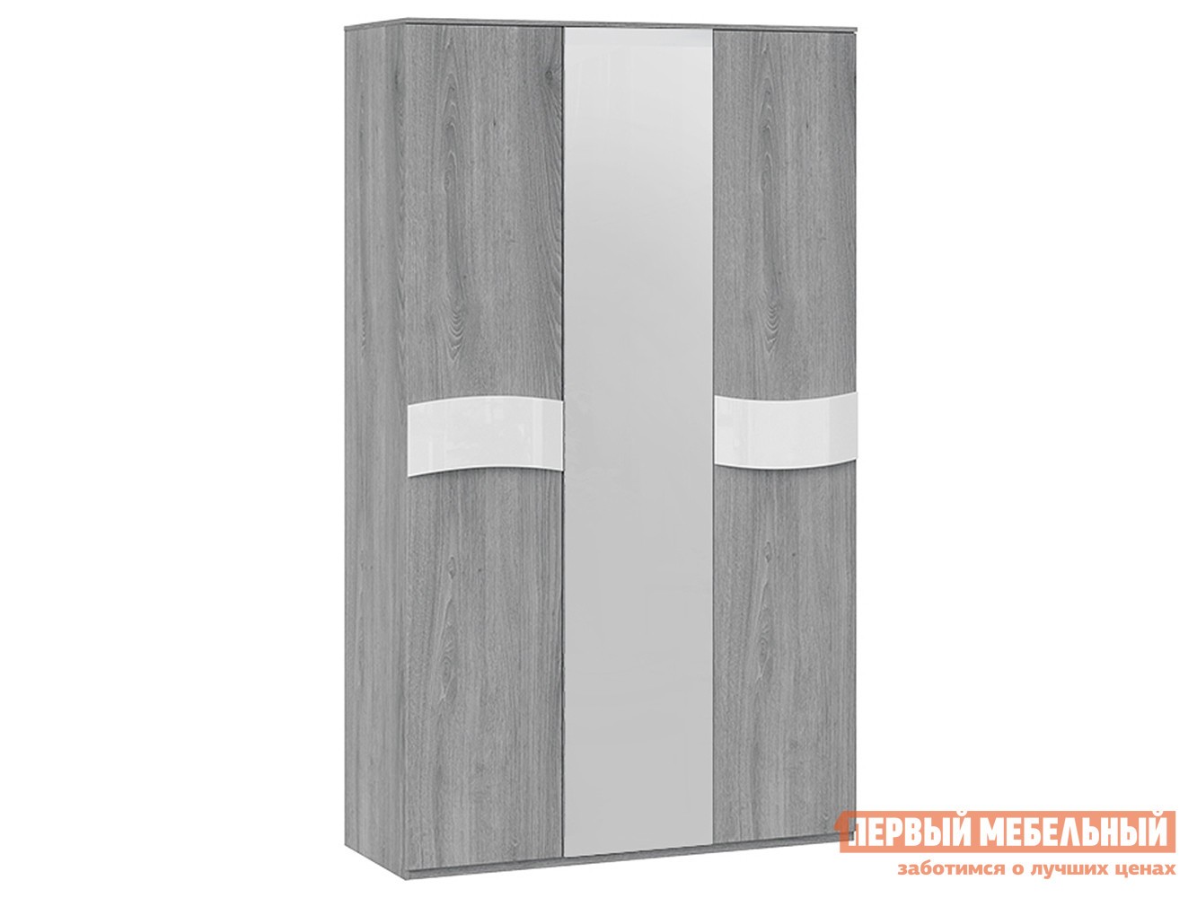 Распашной шкаф  Миранда Дуб Гамильтон / Белый глянец