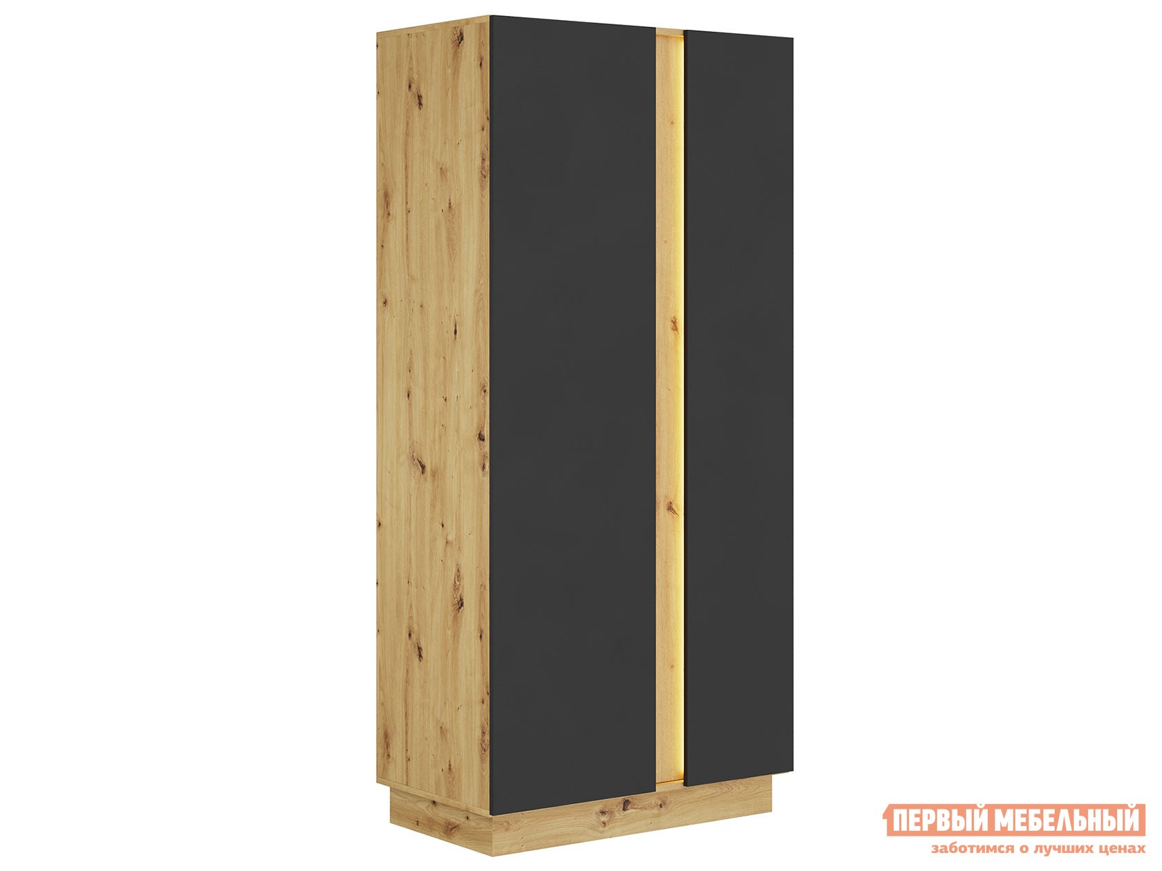 Распашной шкаф  Модо Дуб Артизан / Черный матовый