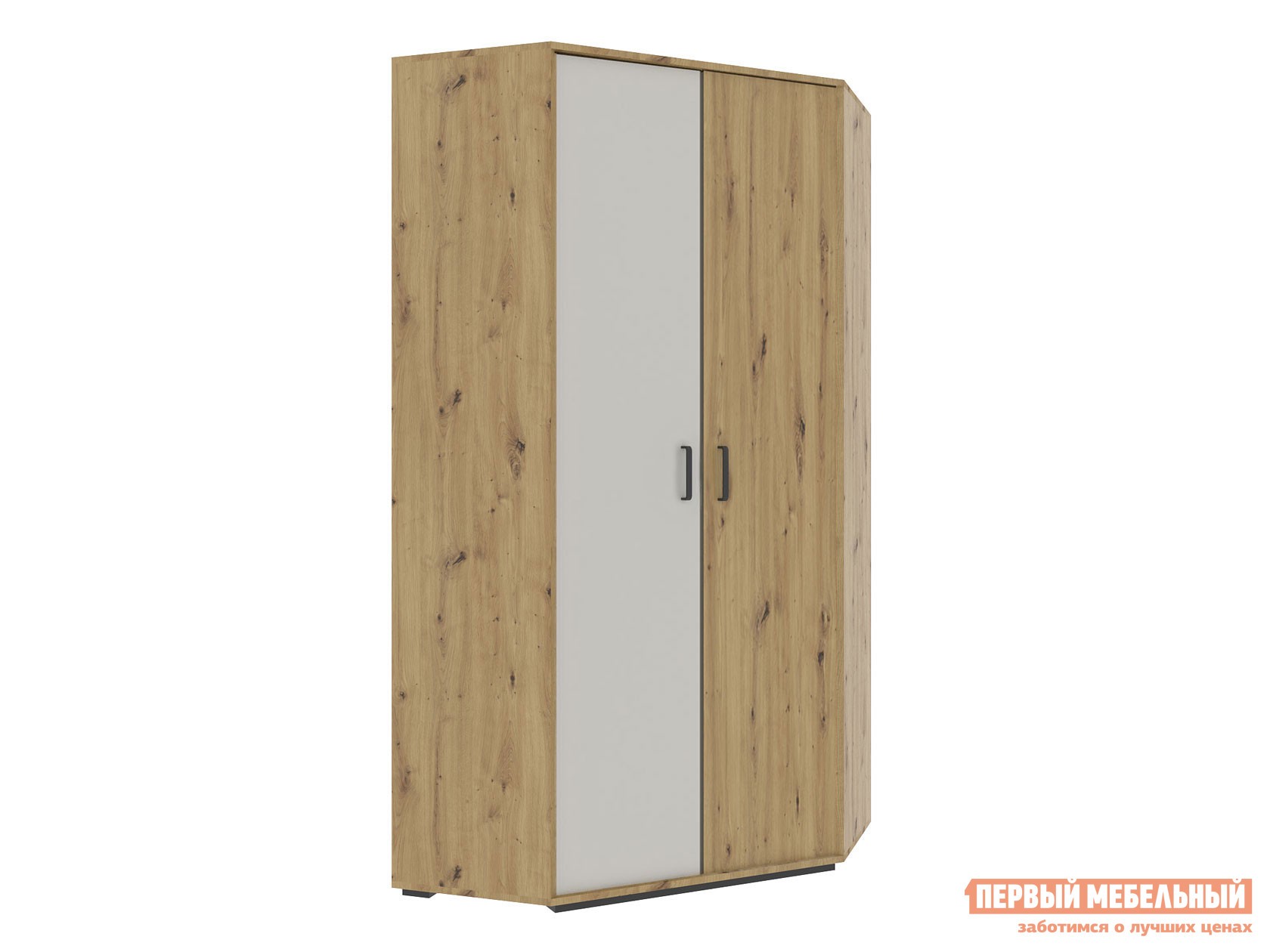 Распашной шкаф  Кубо Дуб Артизан / Черный матовый / Холодный серый