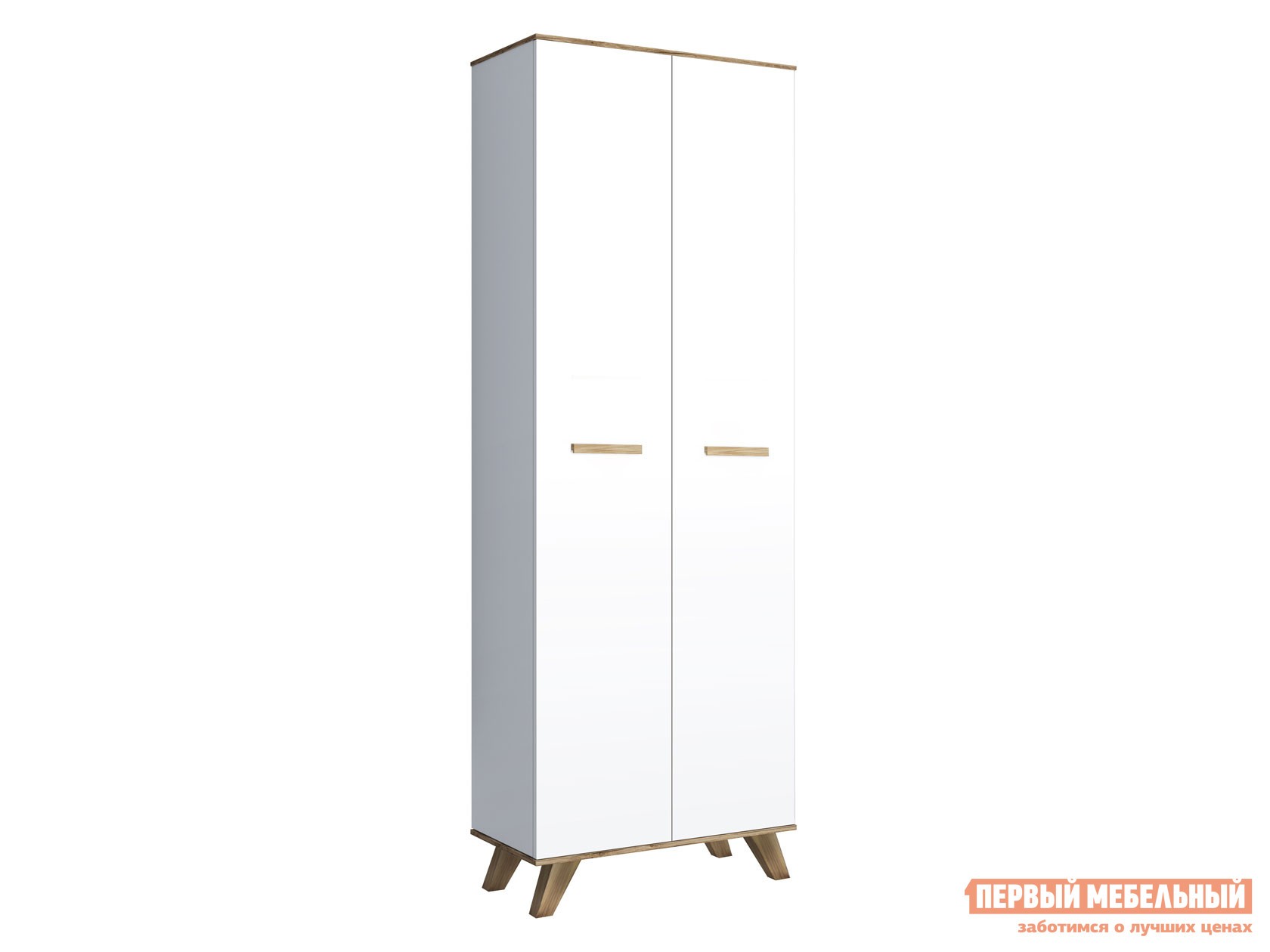 Распашной шкаф  Вега Скандинавия Дуб Каньон / Белый / Белый глянец, 2300 мм