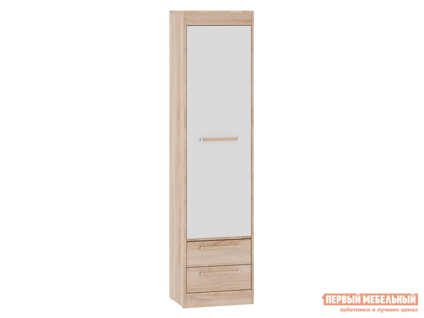 Распашной шкаф  Оксфорд Лайт Дуб Сонома / Белый глянец