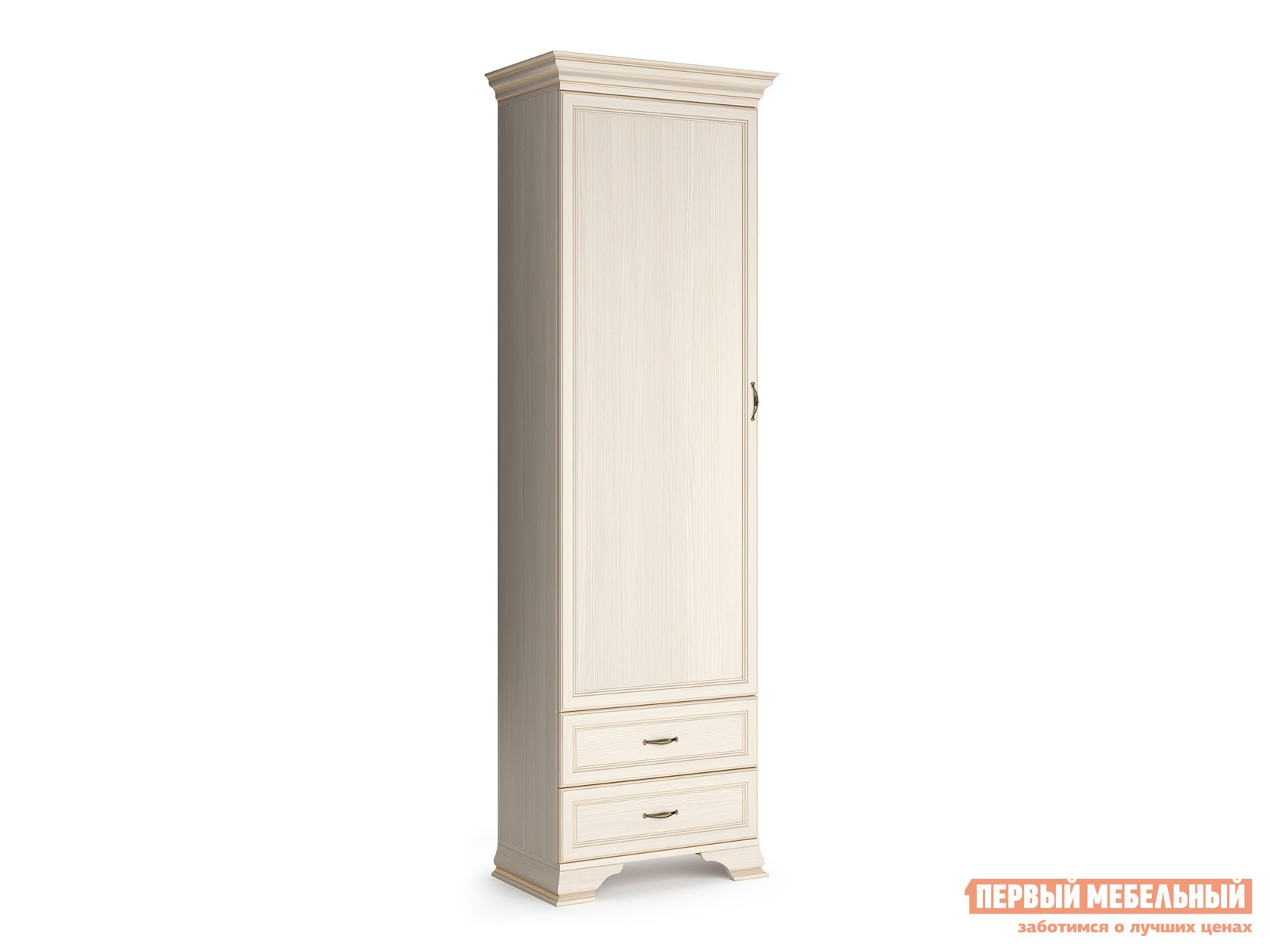 Распашной шкаф  Сиена Бодега белый, патина золото