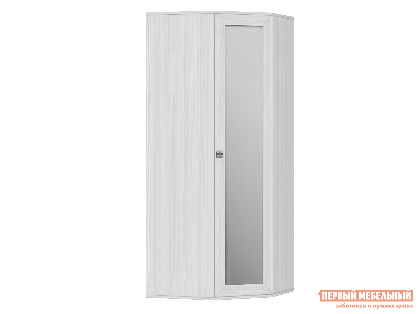 Распашной шкаф  Парма Нео 17 Ясень Анкор светлый / Экокожа белая, С зеркальным фасадом