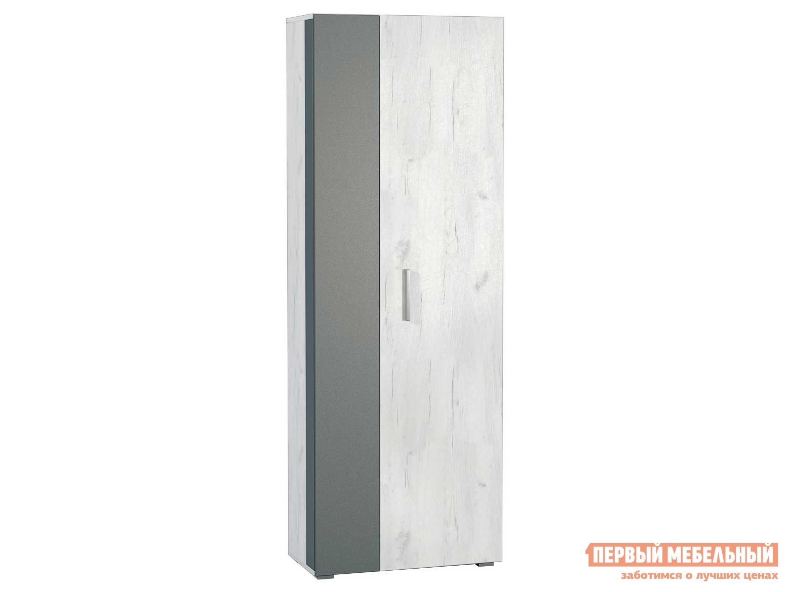 Распашной шкаф  Юнона Дуб Белый CRAFT / Серый шифер