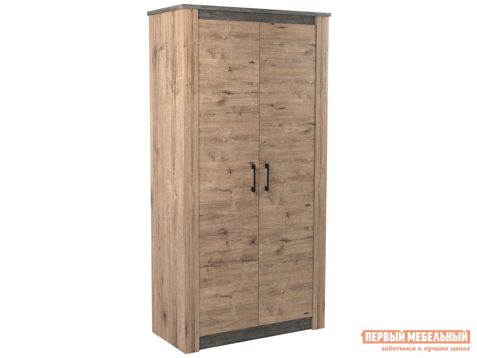 Распашной шкаф  Денвер Дуб Веллингтон / Камень темный, Без дополнительных полок, Высота 2194 мм