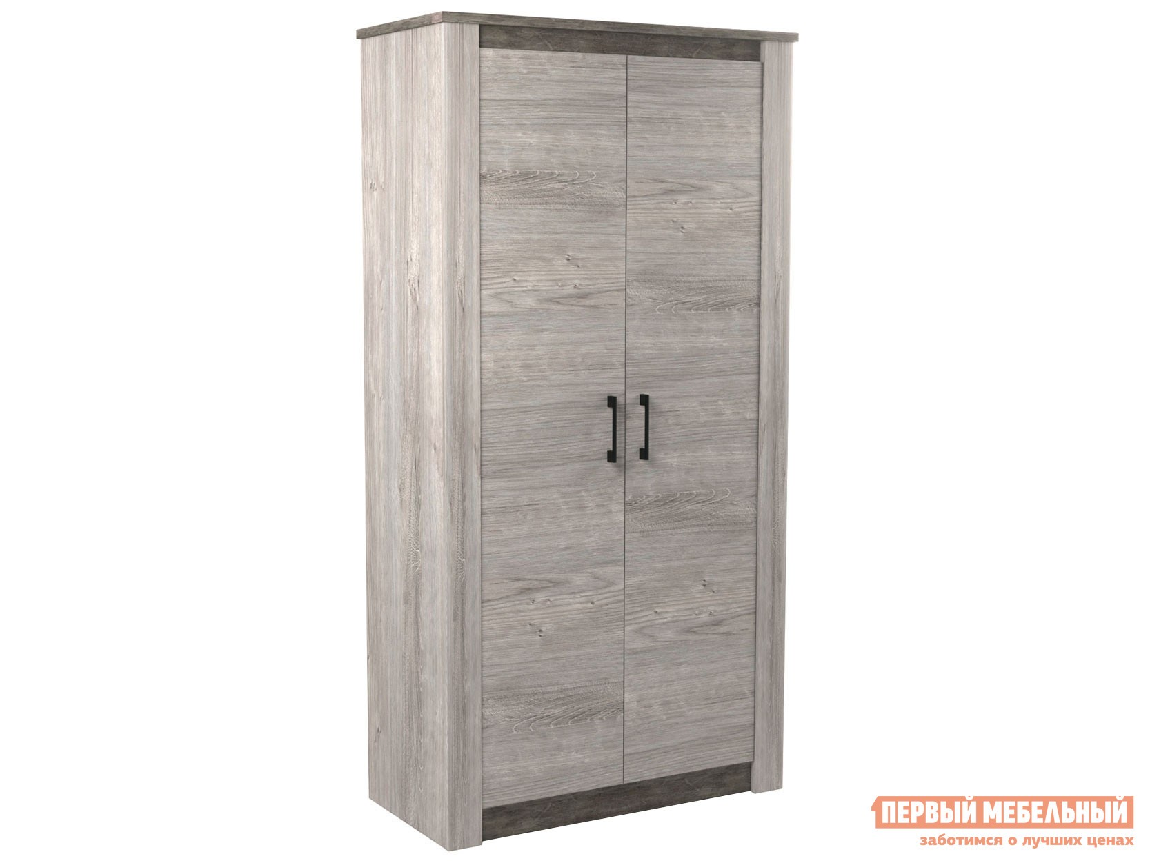 Распашной шкаф  Денвер Риббек серый / Камень темный, Без дополнительных полок, Высота 2194 мм