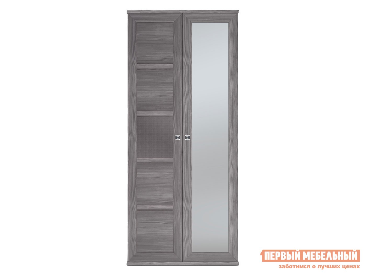 Распашной шкаф  Парма Нео 19 Лиственница темная / Экокожа дила, С одним зеркалом