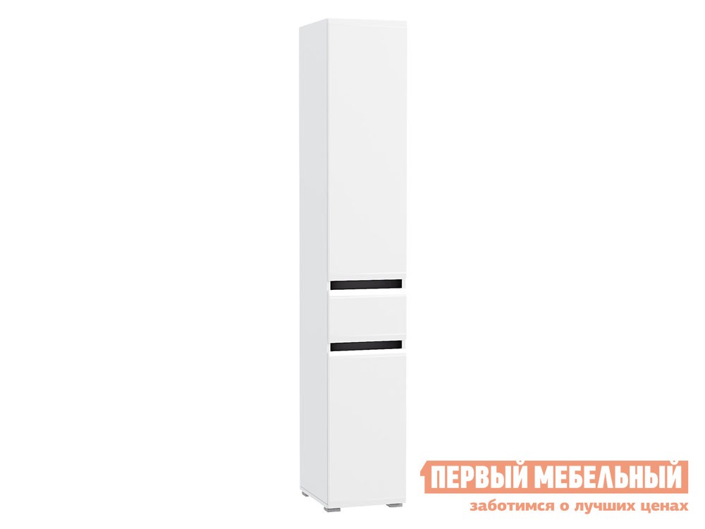 Распашной шкаф  Сидней Белый / Белый глянец / Черный