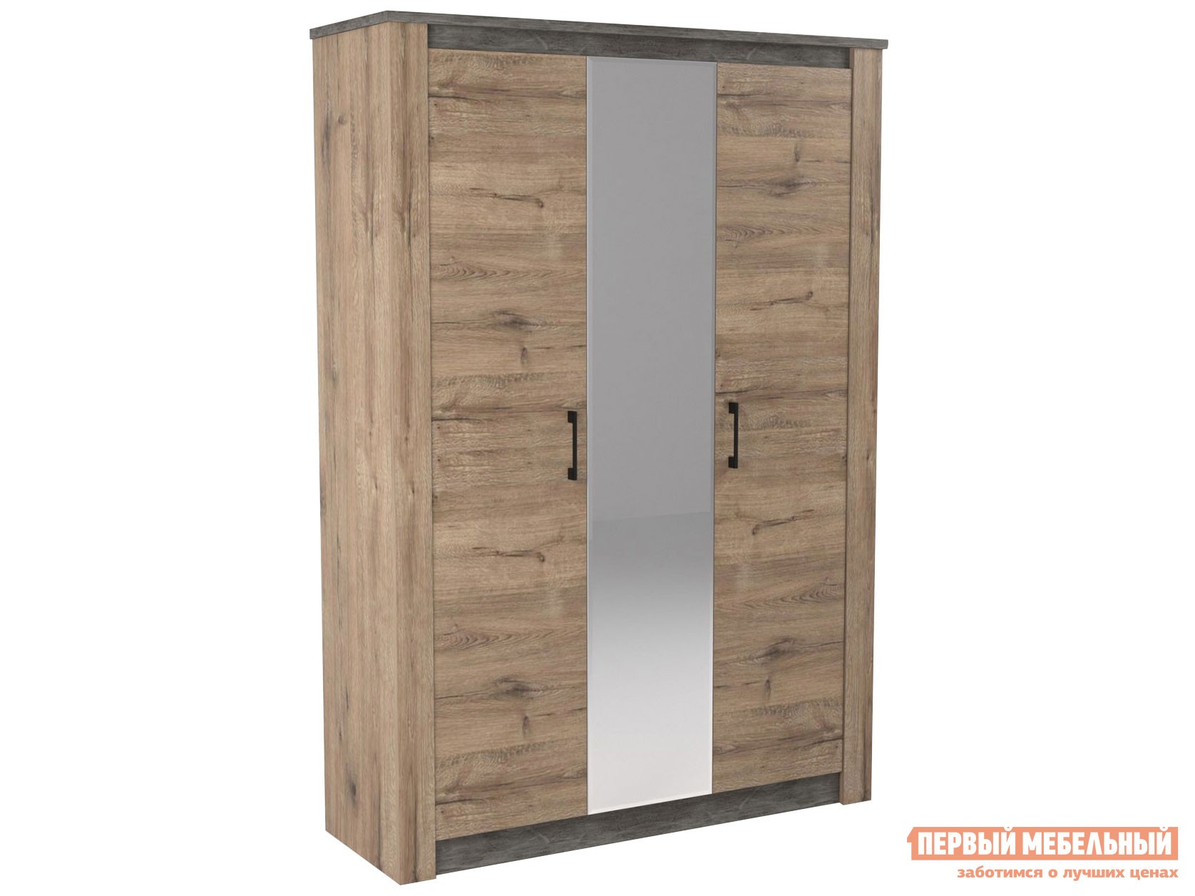 Распашной шкаф  Денвер 18 Дуб Веллингтон / Камень темный, С дополнительными полками, Высота 2194 мм