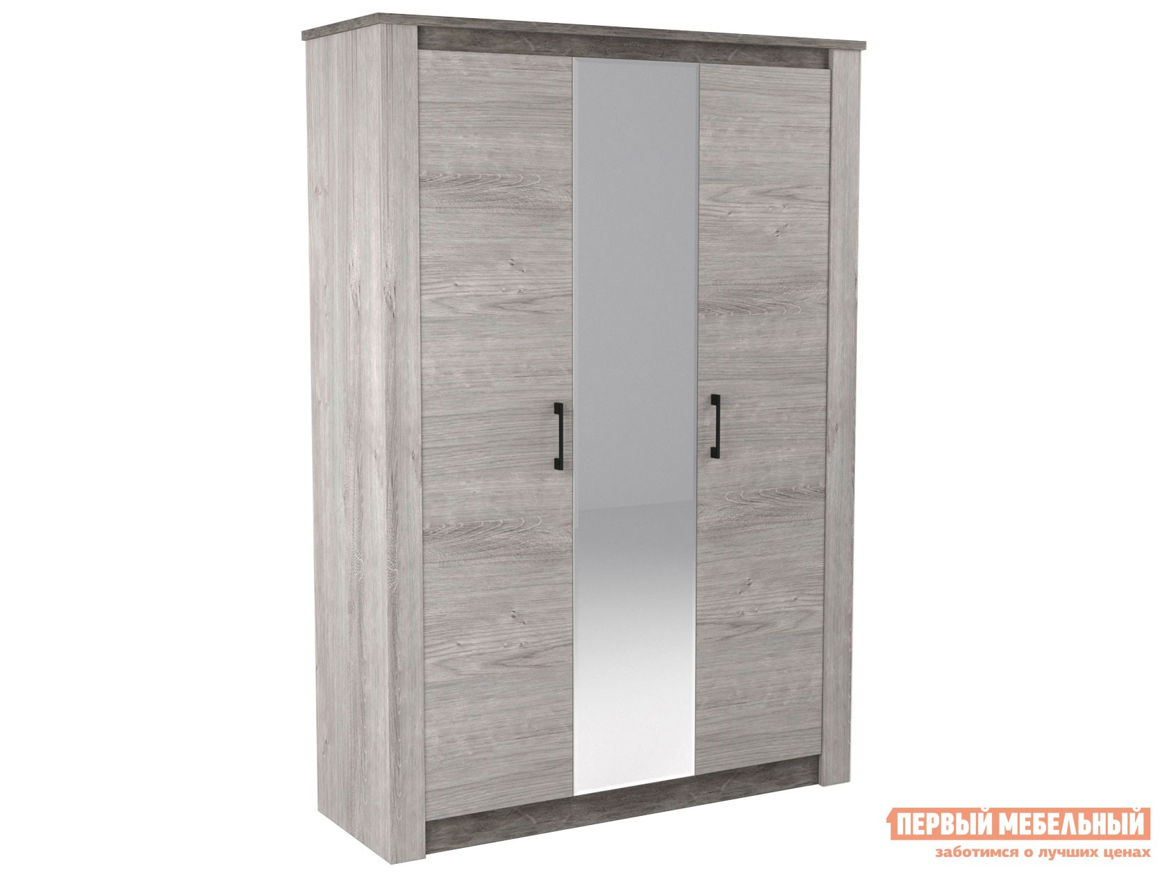 Распашной шкаф  Денвер 18 Риббек серый / Камень темный, С дополнительными полками, Высота 2194 мм