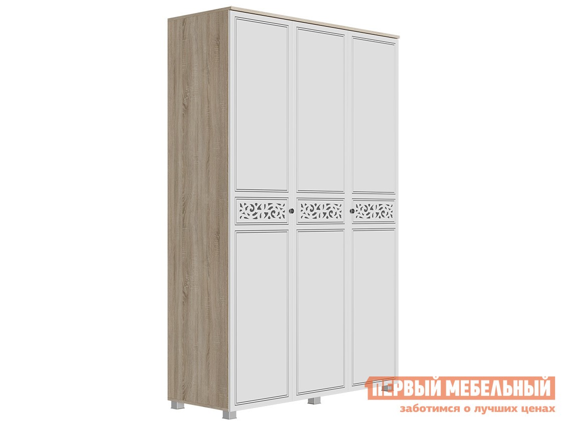 Распашной шкаф  Мадлен С Дуб Сонома светлый / Белый / Серебро