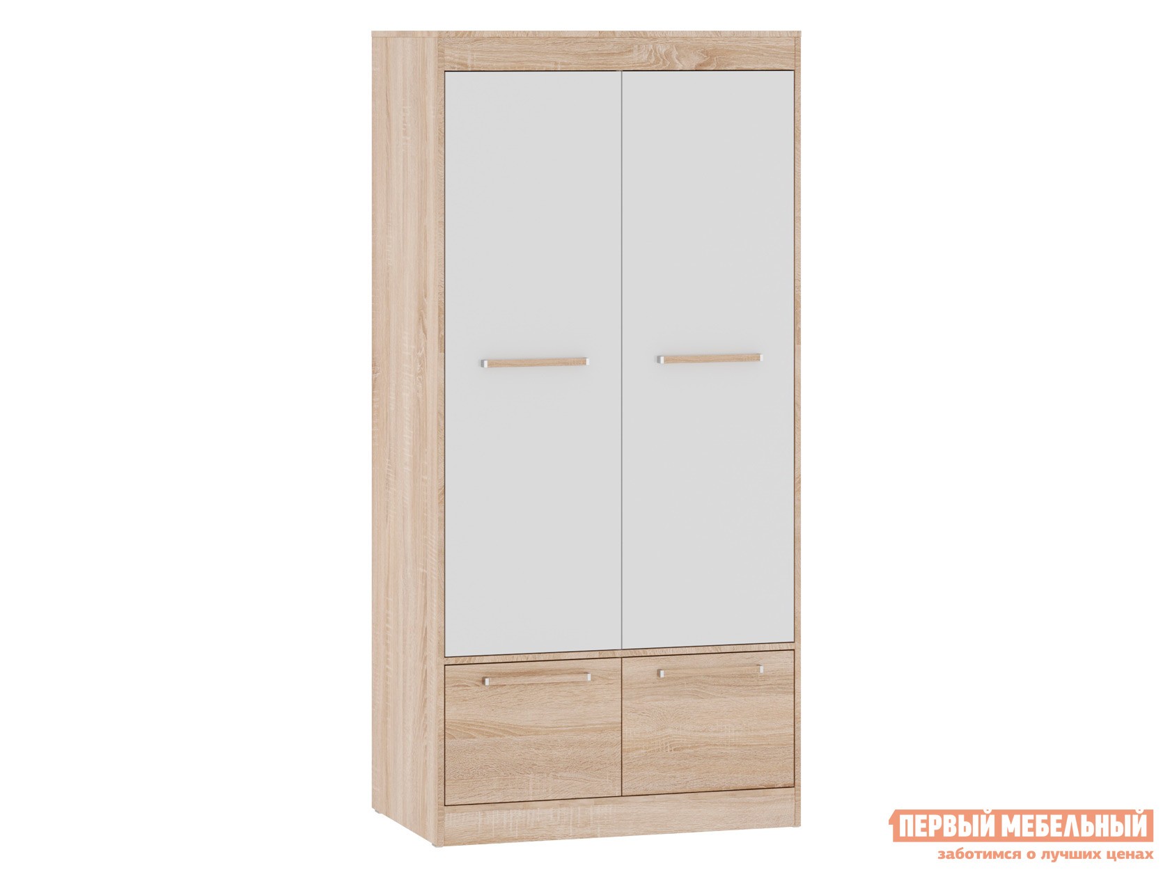 Распашной шкаф  Оксфорд Лайт Дуб Сонома / Белый глянец