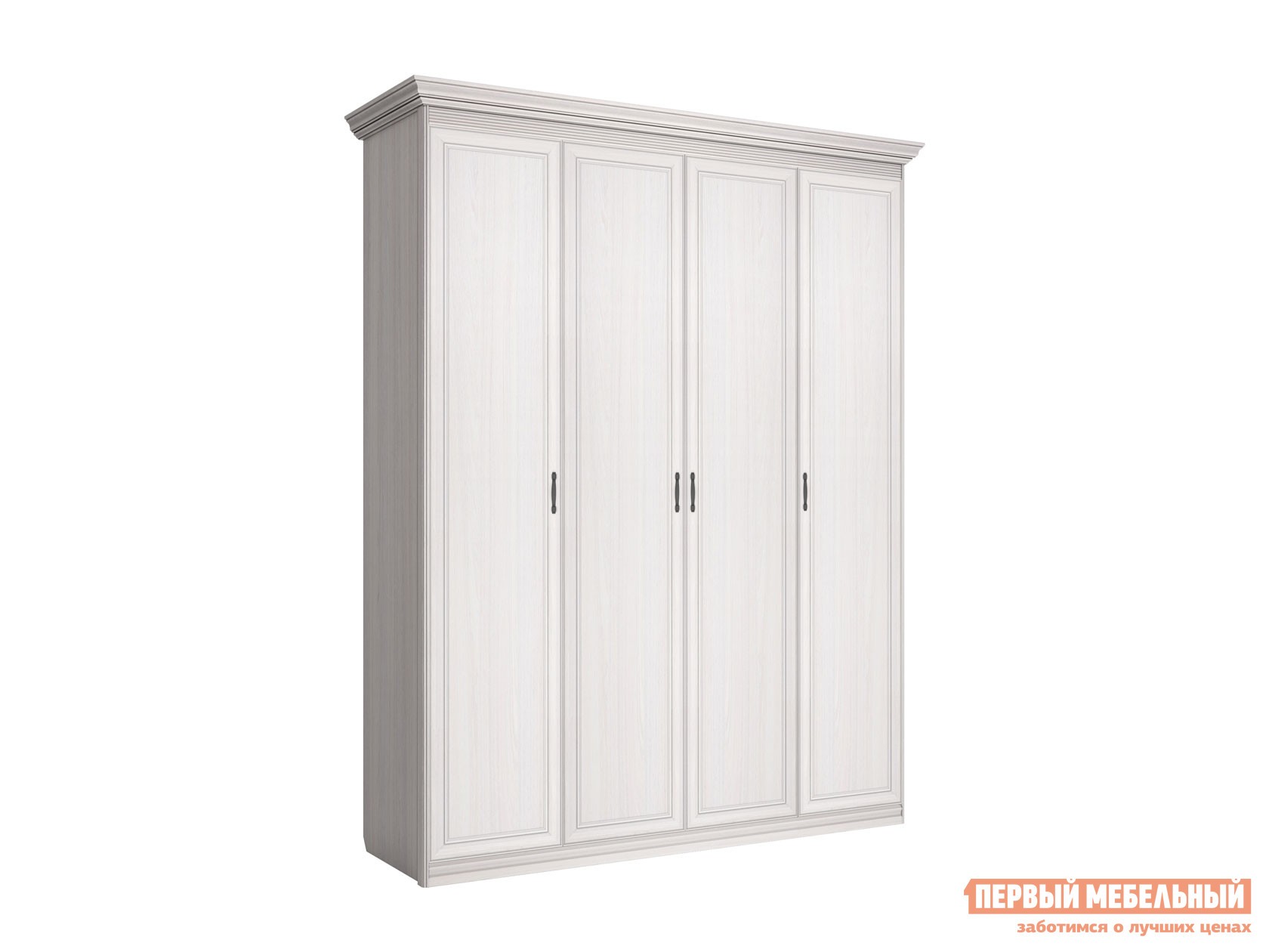 Распашной шкаф  Неаполь Ясень Анкор светлый / Патина серебро, Без зеркала