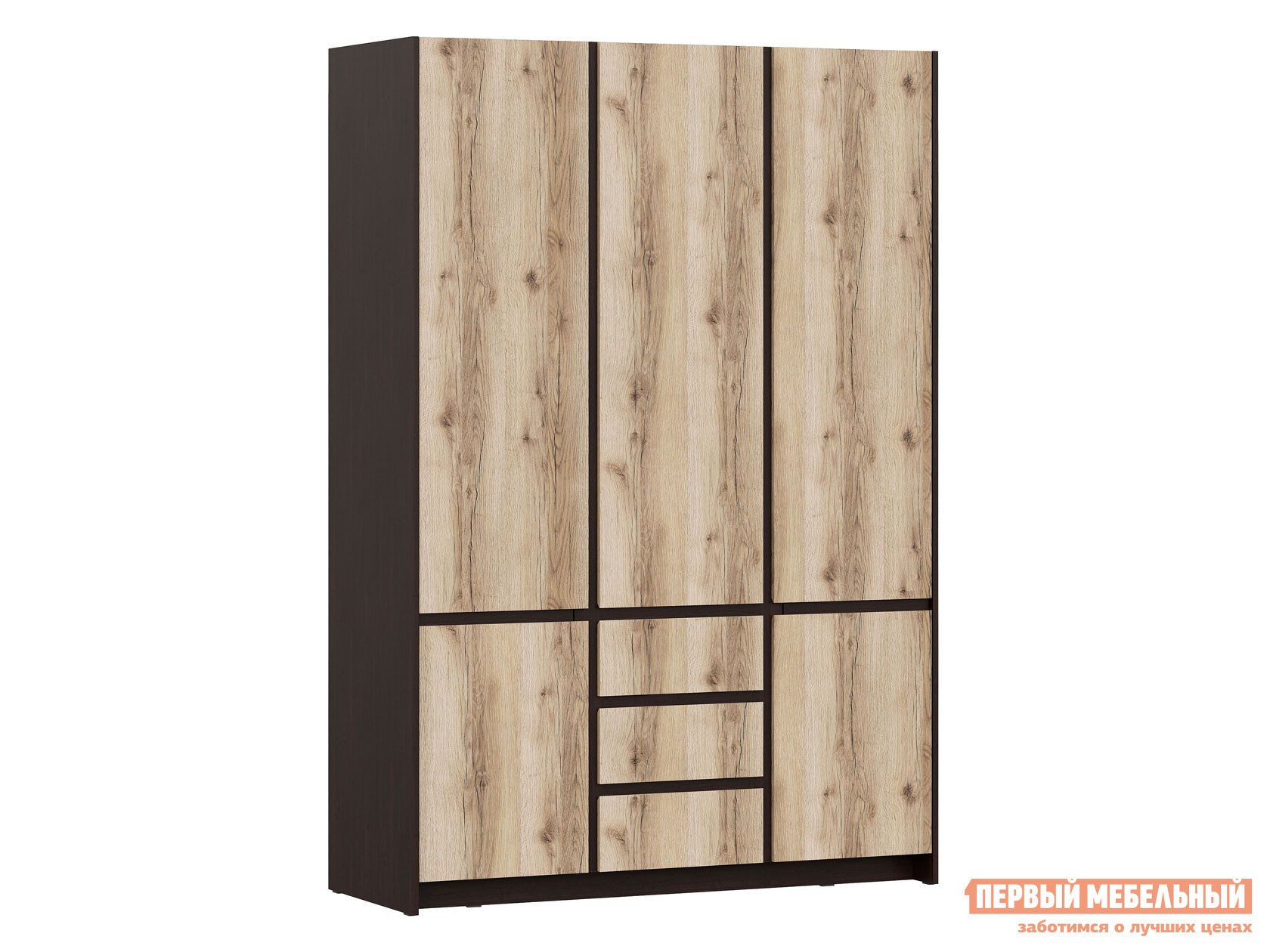 Распашной шкаф  Прага Дуб Венге / Дуб Делано, Без зеркала
