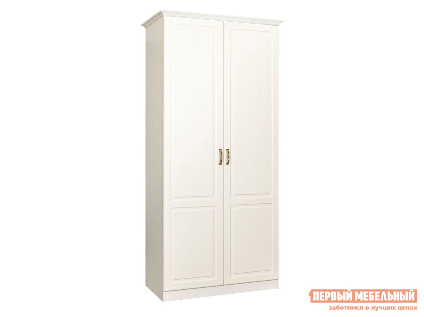 Распашной шкаф  Ливерпуль Ясень Ваниль / Белый, С карнизом