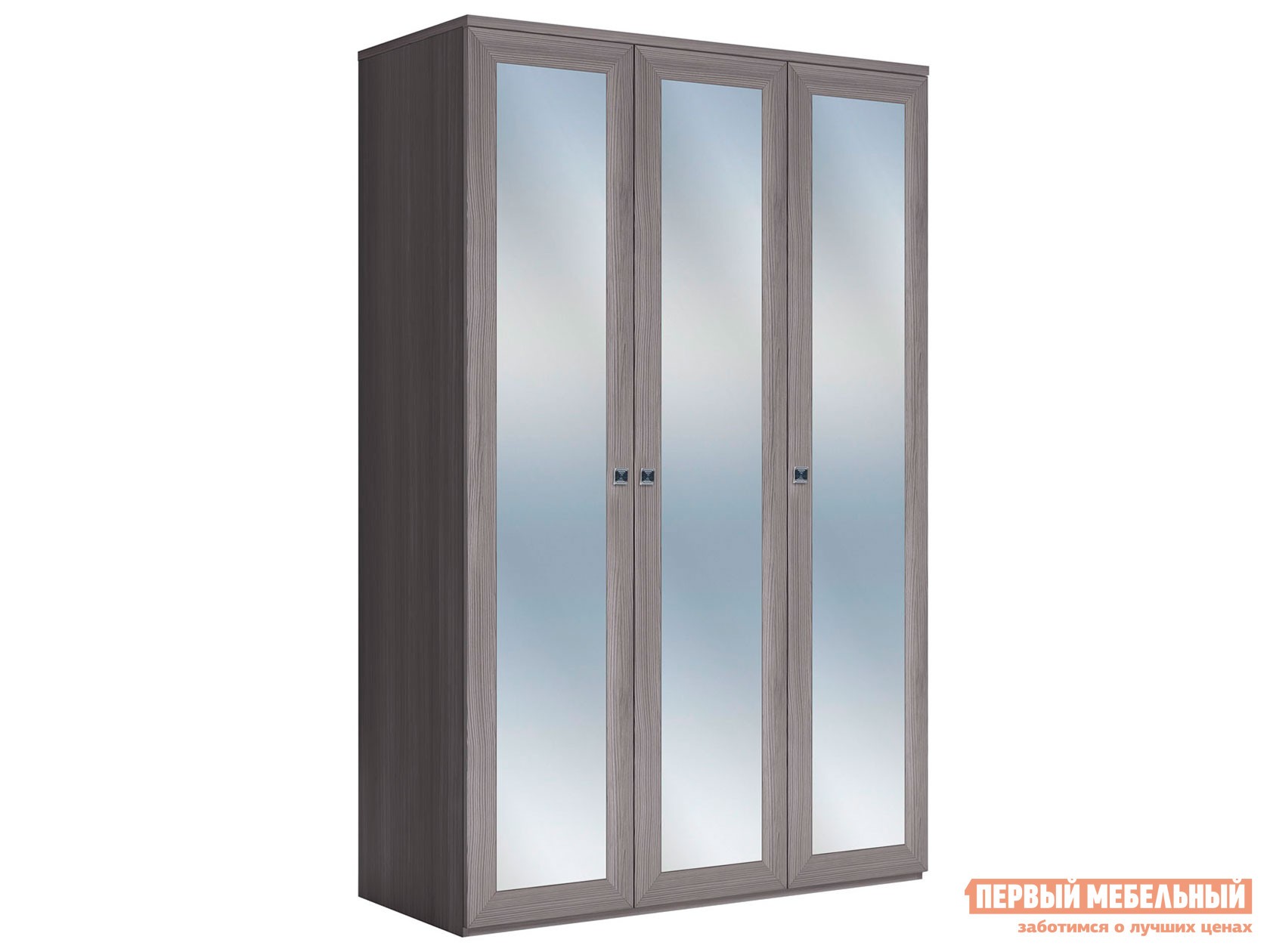 Распашной шкаф  Парма Нео 20 Лиственница темная / Экокожа дила, С зеркальными фасадами