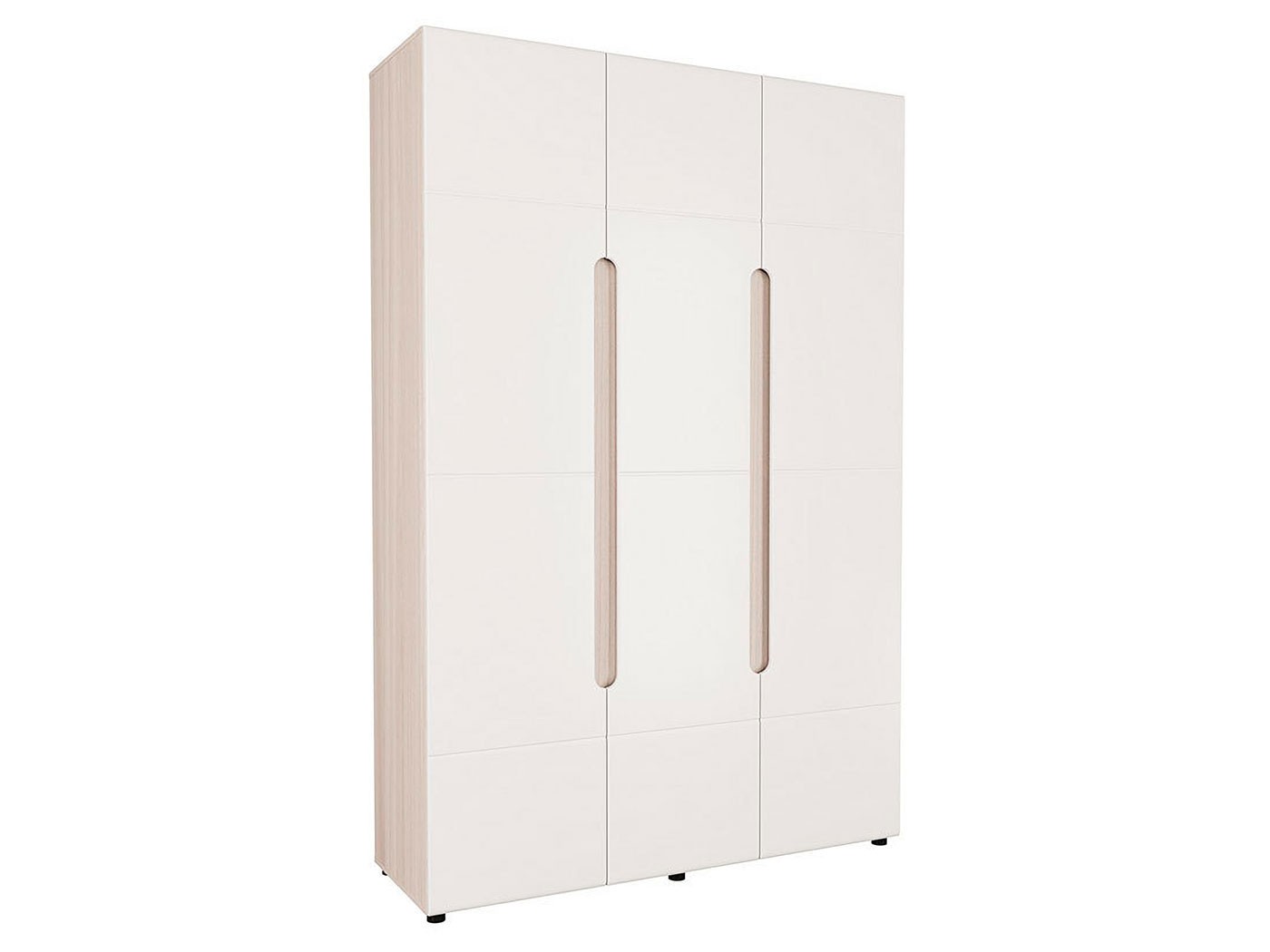 Распашной шкаф  Палермо С Ясень Шимо светлый / Белый глянец, С зеркалом, 2300 мм