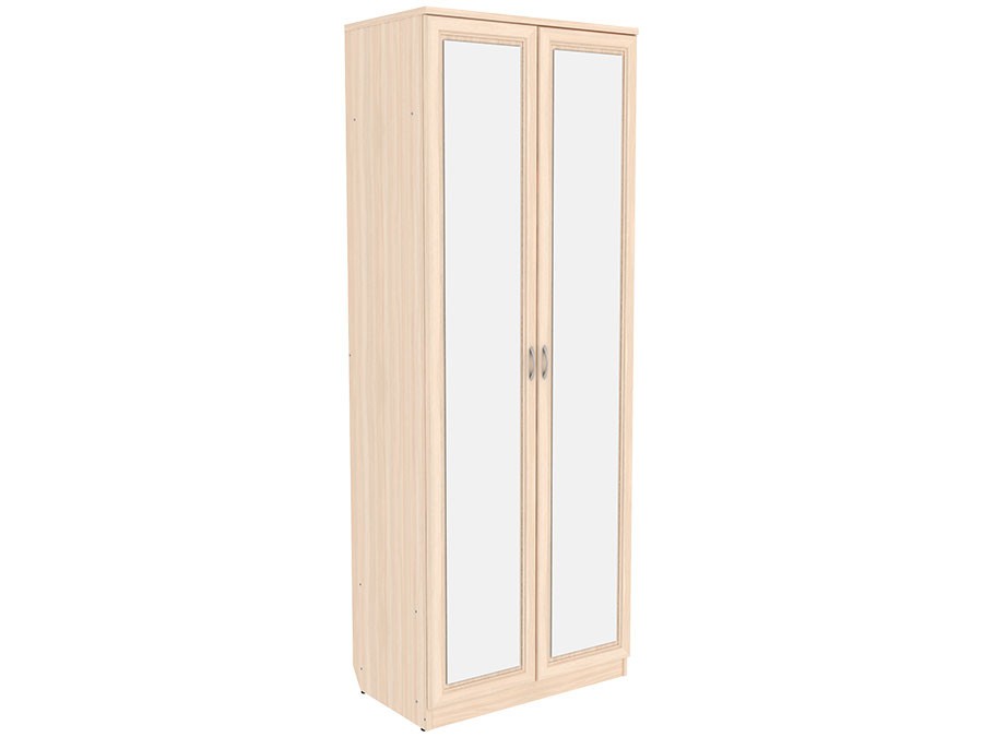 Распашной шкаф  Мерлен 100 Молочный дуб, С зеркалом