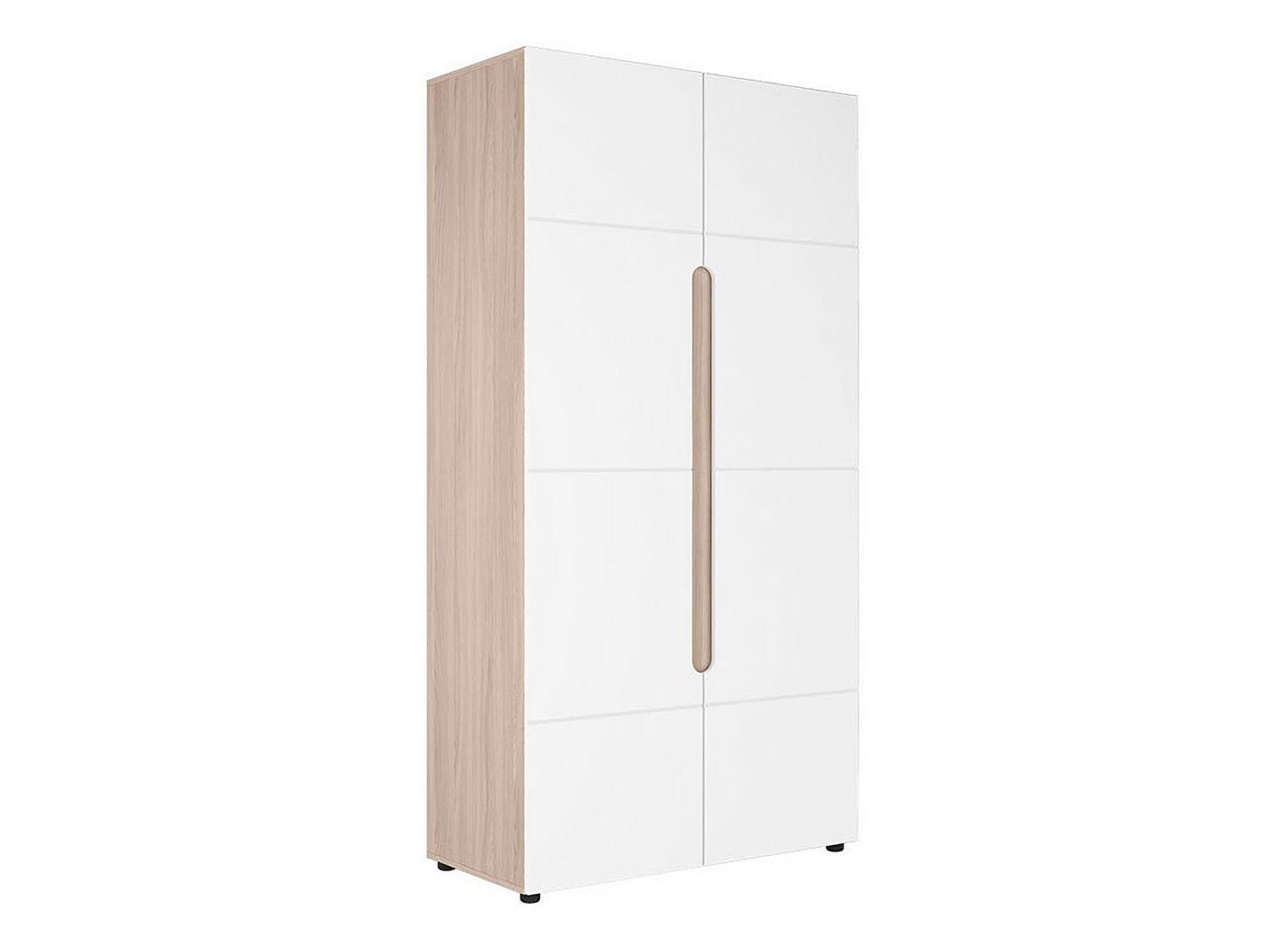 Распашной шкаф  Палермо С Ясень Шимо светлый / Белый глянец, С зеркалом, 2078 мм