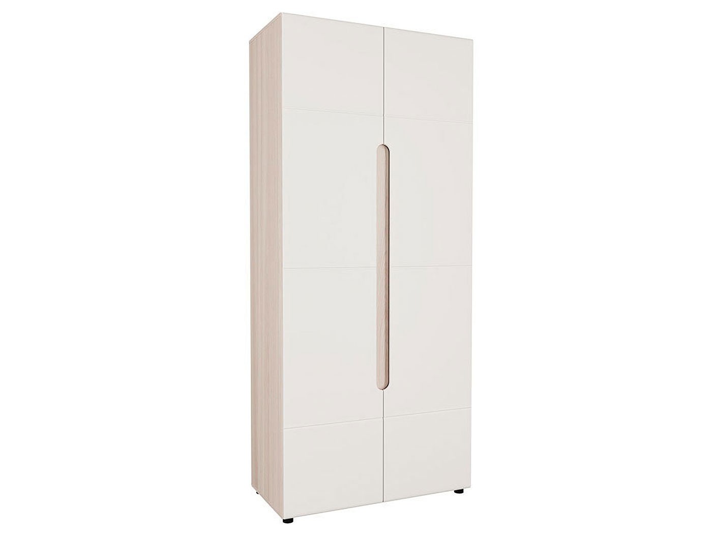 Распашной шкаф  Палермо С Ясень Шимо светлый / Белый глянец, С зеркалом, 2300 мм