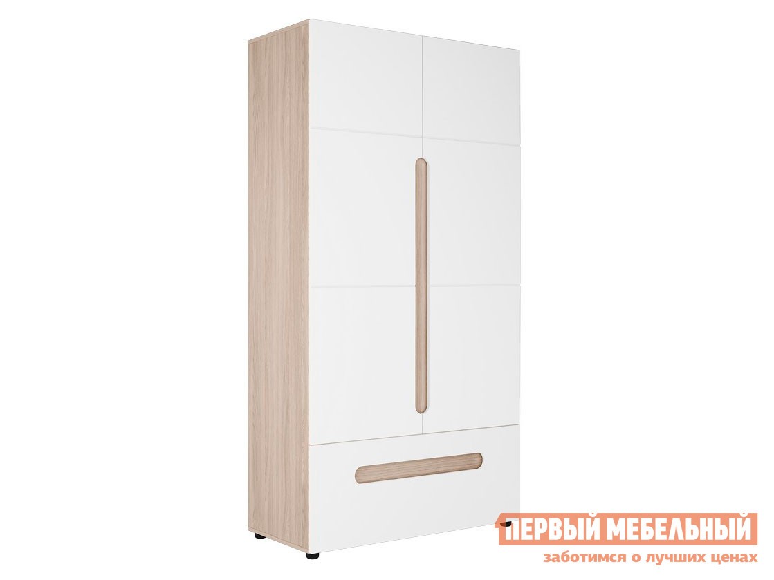 Распашной шкаф  Палермо С Ясень Шимо светлый / Белый глянец, Без зеркала