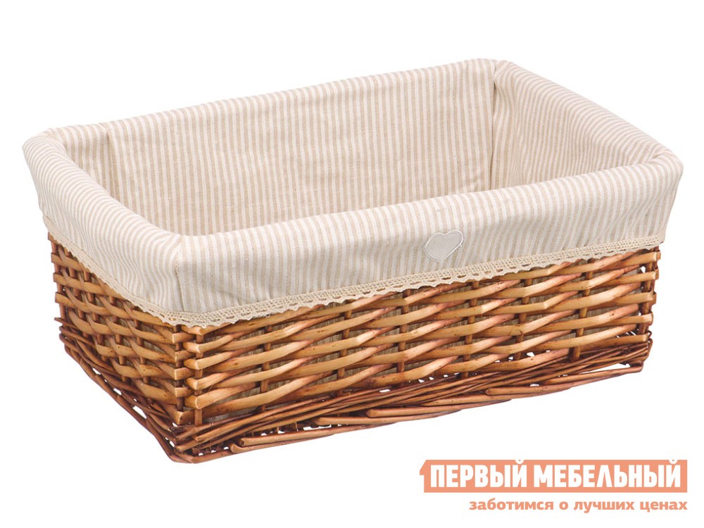 Корзина для хранения  Полосочка Ивовая лоза / Полосочка, ткань, L