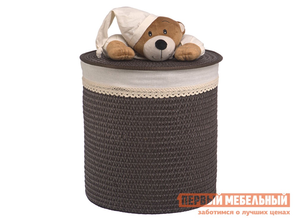 Корзина для хранения  Медвежонок Коричневый, ивовая лоза / Бежевый, ткань, M