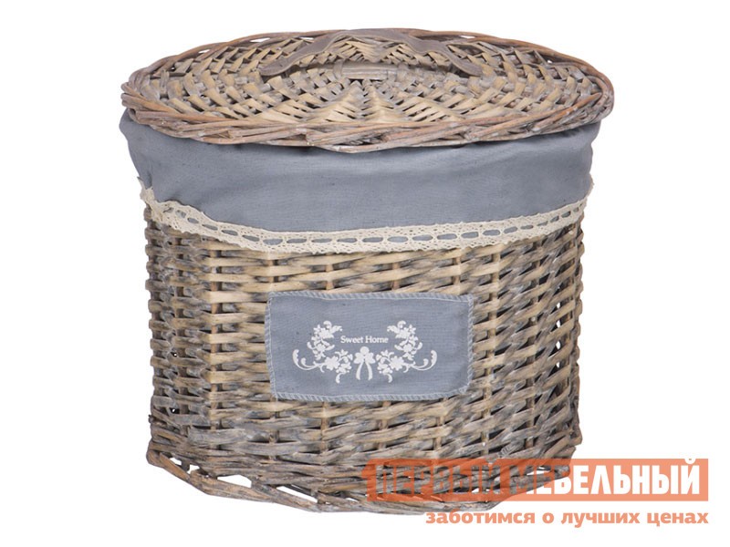 Корзина для хранения  Лен Ивовая лоза / Серый, ткань, L