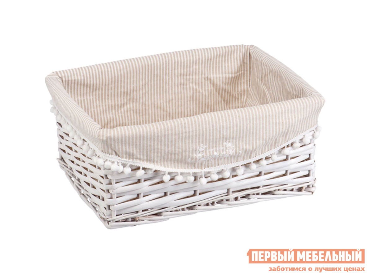 Корзина для хранения  Колокольчик Ивовая лоза / Полосы, ткань, M